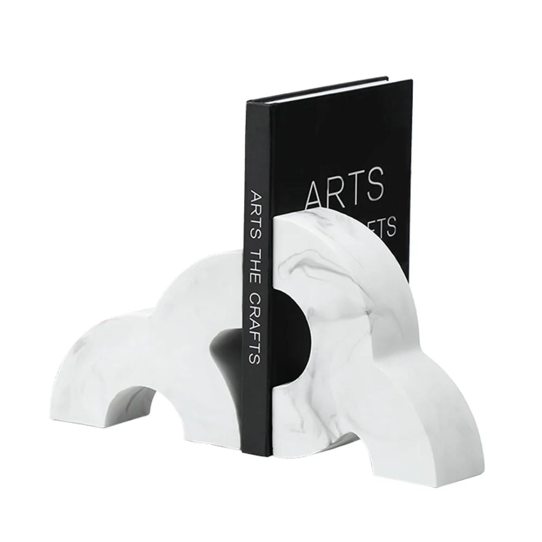 Half-round ink pattern bookend from BEACON, featuring a stylish ink design, made to hold books upright and add decorative charm.