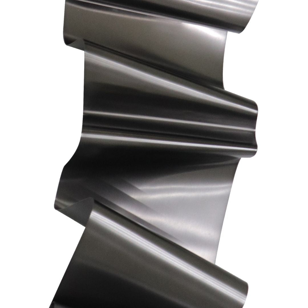 Hand-crafted black stainless steel artwork by BEACON, featuring intricate design and modern craftsmanship.