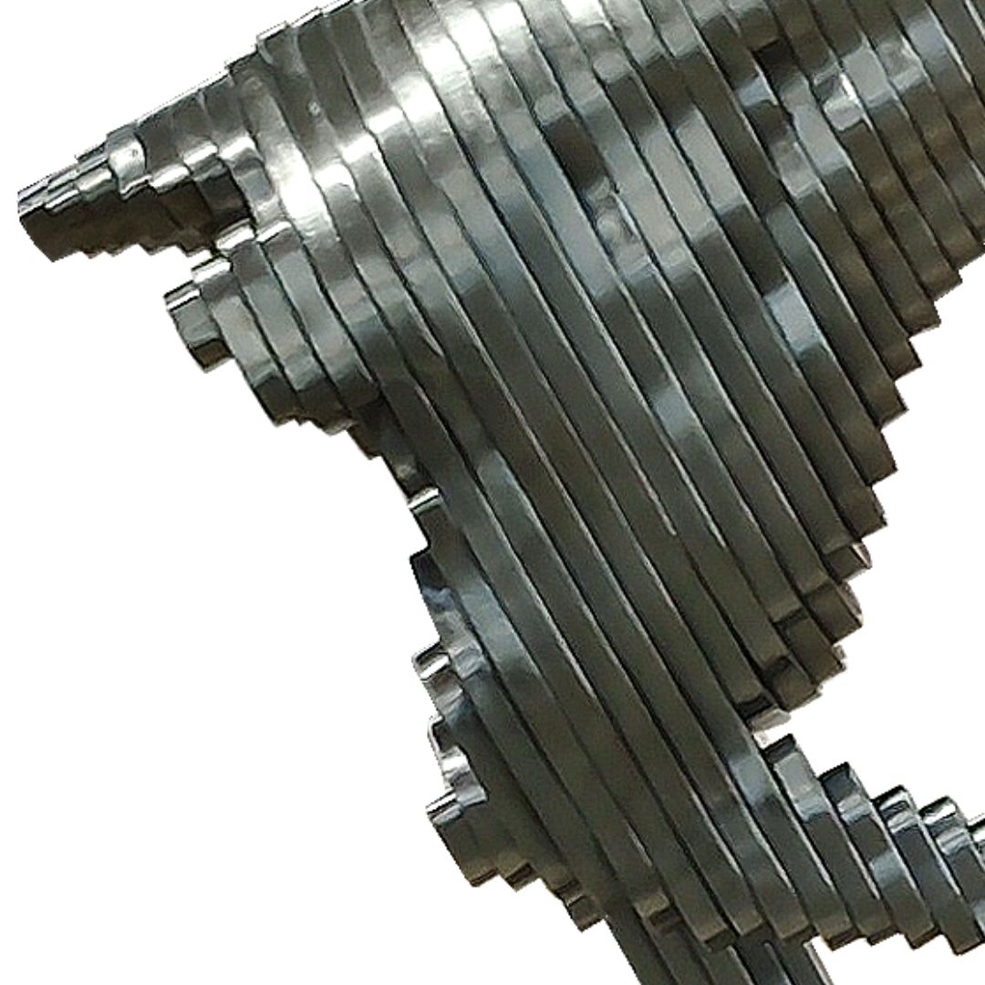Hand-crafted stainless steel horse artwork by BEACON in gun black finish, showcasing detailed, artistic horse sculpture.