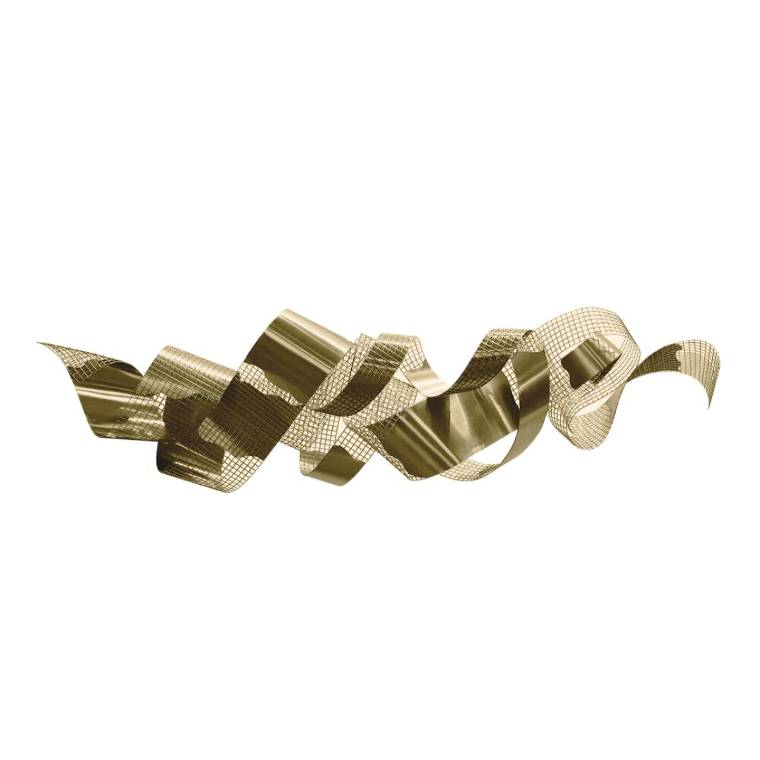 Handcrafted stainless steel golden artwork by BEACON, featuring intricate design and artistic craftsmanship.