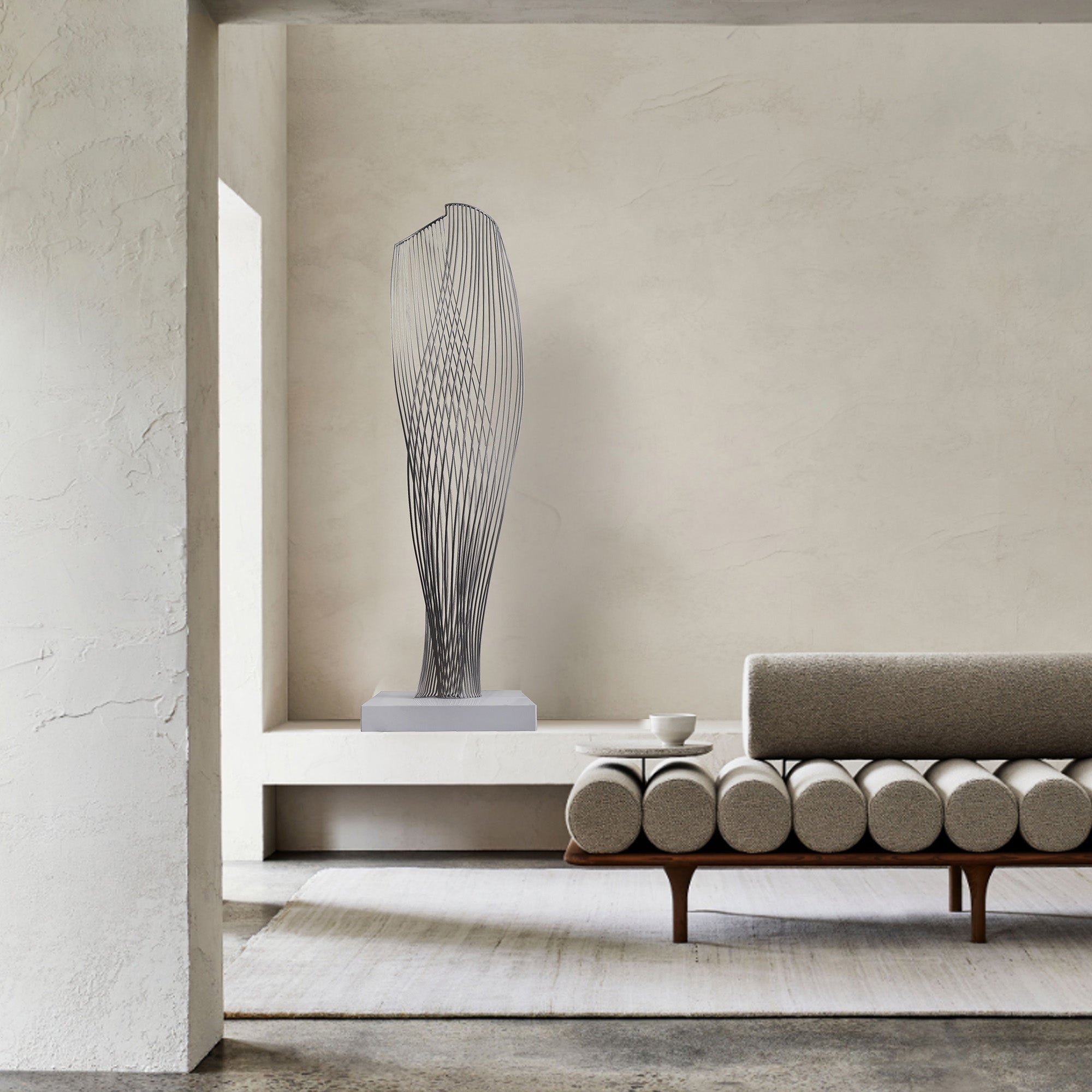 Handcrafted stainless steel artwork with specular color design by BEACON, showcasing intricate metal art craftsmanship.