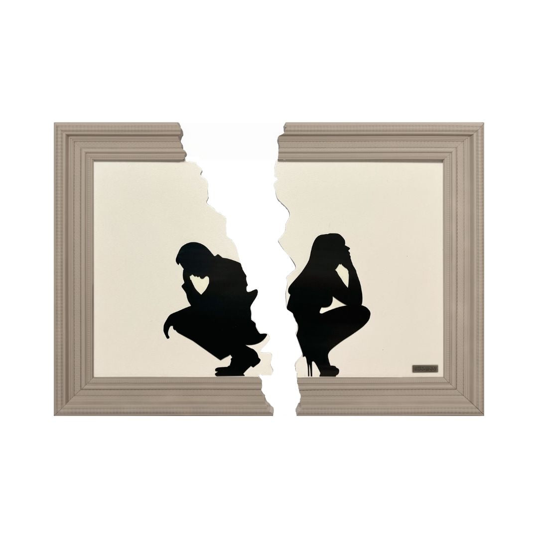 Handmade Cracked Painting & Frame With Texture Painting - Beige And Brown Tones 2309D0012-2 -  Paintings - ebarza Furniture UAE | Shop Modern Furniture in Abu Dhabi & Dubai - مفروشات ايبازرا في الامارات | تسوق اثاث عصري وديكورات مميزة في دبي وابوظبي