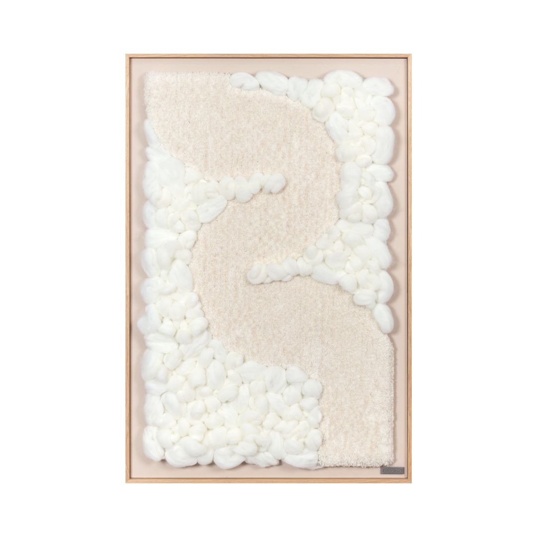 Handmade fiber weaving wall art by BEACON, featuring textured fiber details and abstract design on a large canvas.