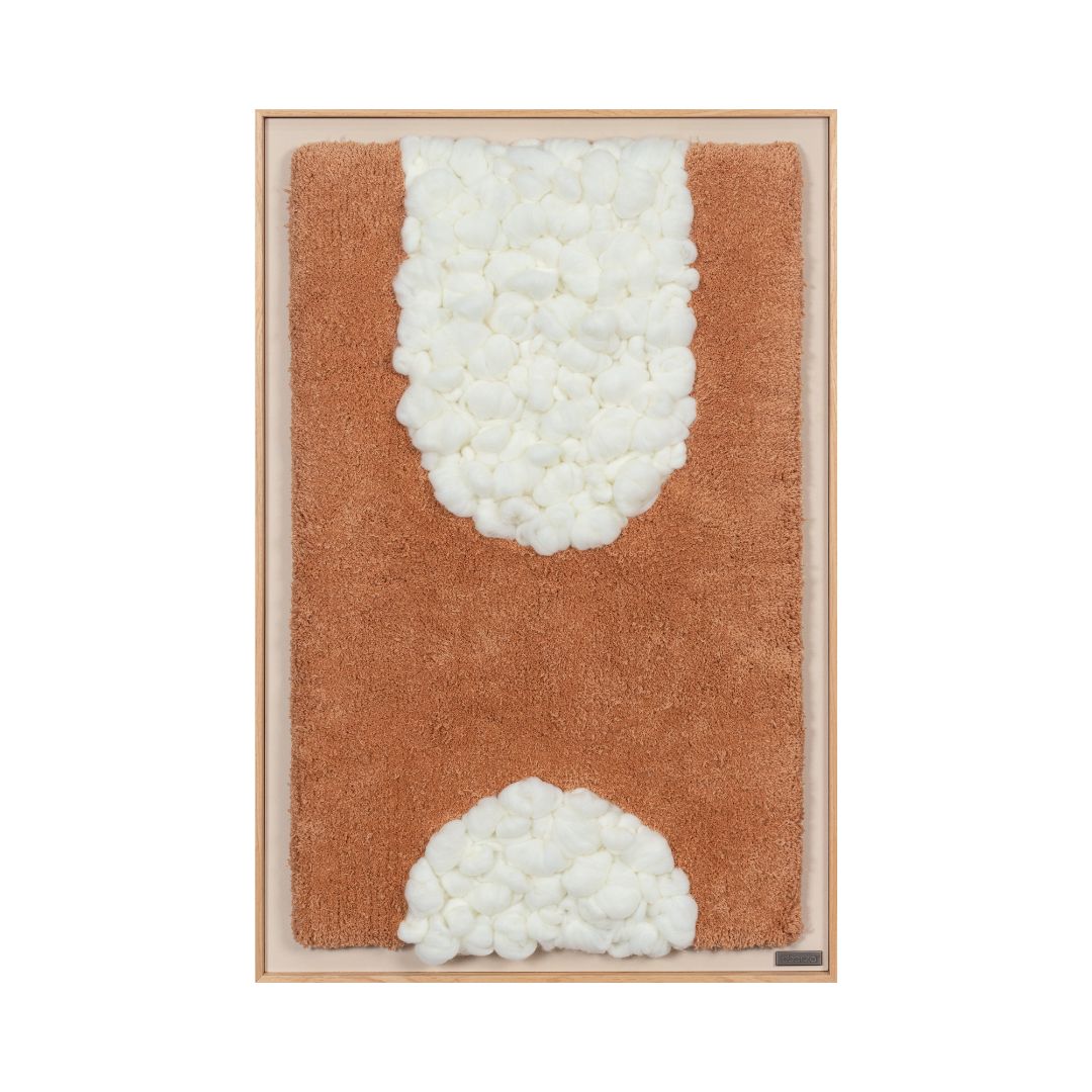 Handmade fiber weaving wall art by BEACON, featuring intricate woven textures and earthy tones on a large canvas.