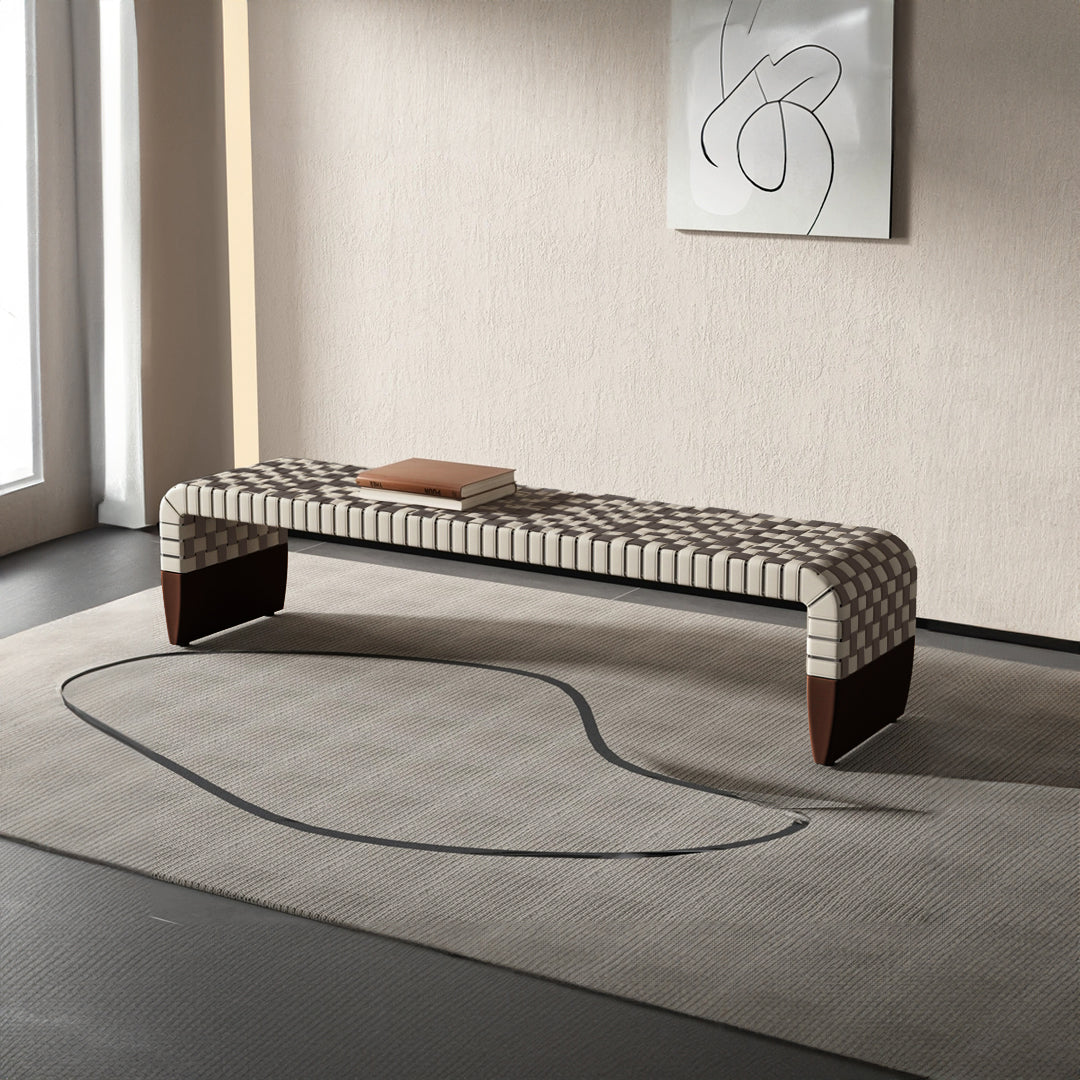 Hanzo Solid Wood & Saddle Leather Bench - JK-A176 -  Benches - ebarza Furniture UAE | Shop Modern Furniture in Abu Dhabi & Dubai - مفروشات ايبازرا في الامارات | تسوق اثاث عصري وديكورات مميزة في دبي وابوظبي