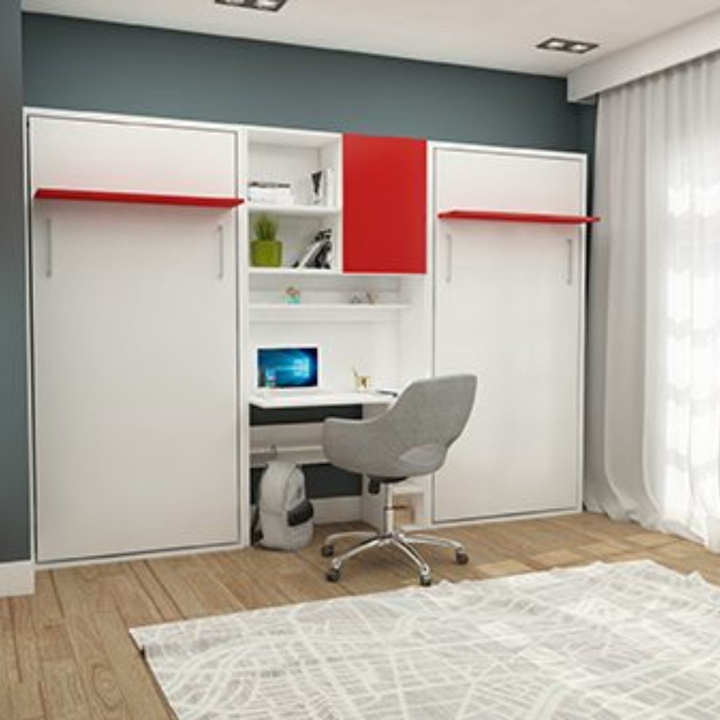 Happy Convertable Wall Bed With Quality Mattress 1101 -  Bedsteads - ebarza Furniture UAE | Shop Modern Furniture in Abu Dhabi & Dubai - مفروشات ايبازرا في الامارات | تسوق اثاث عصري وديكورات مميزة في دبي وابوظبي