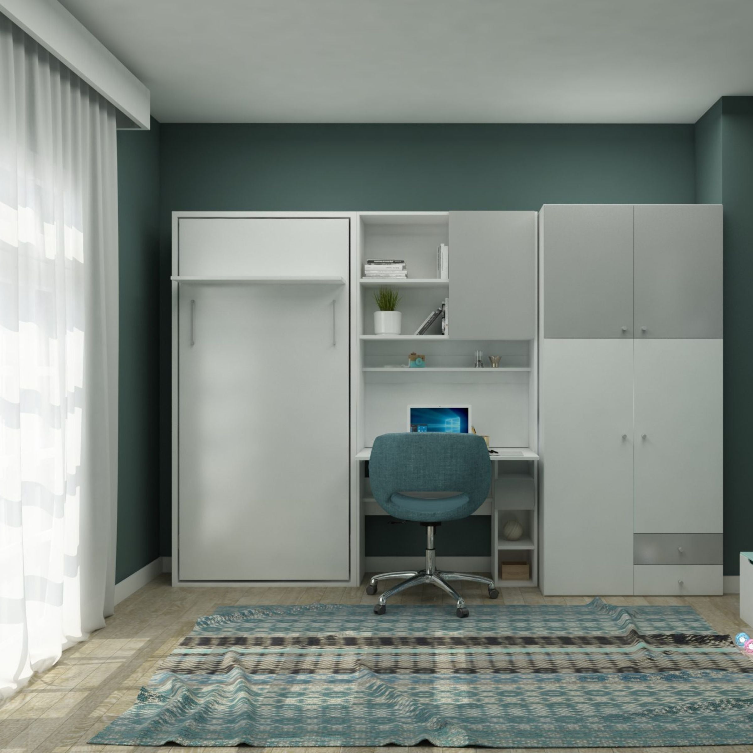 Happy Convertable Wall Bed With Quality Mattress 1101 -  Bedsteads - ebarza Furniture UAE | Shop Modern Furniture in Abu Dhabi & Dubai - مفروشات ايبازرا في الامارات | تسوق اثاث عصري وديكورات مميزة في دبي وابوظبي