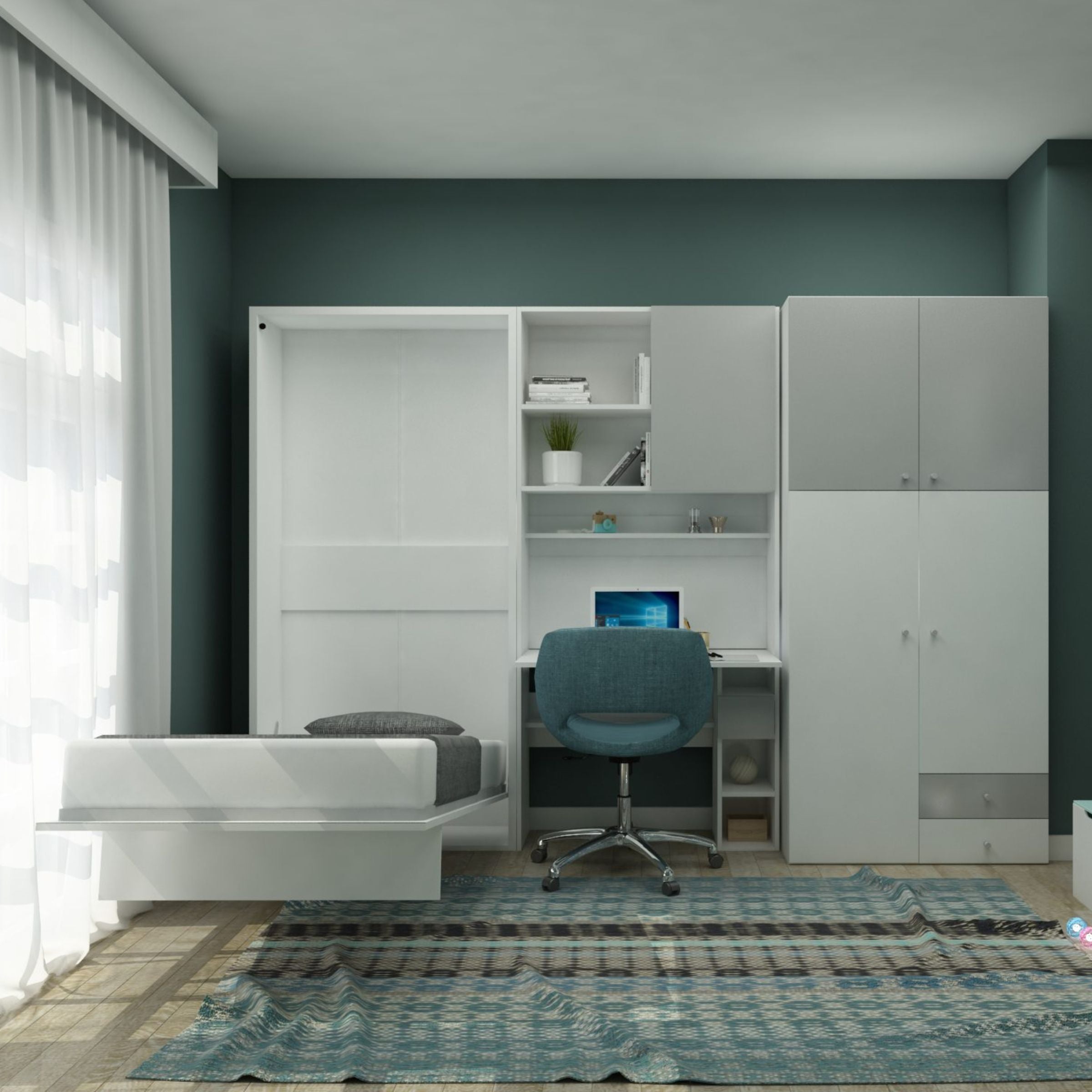 Happy Convertable Wall Bed With Quality Mattress 1101 -  Bedsteads - ebarza Furniture UAE | Shop Modern Furniture in Abu Dhabi & Dubai - مفروشات ايبازرا في الامارات | تسوق اثاث عصري وديكورات مميزة في دبي وابوظبي