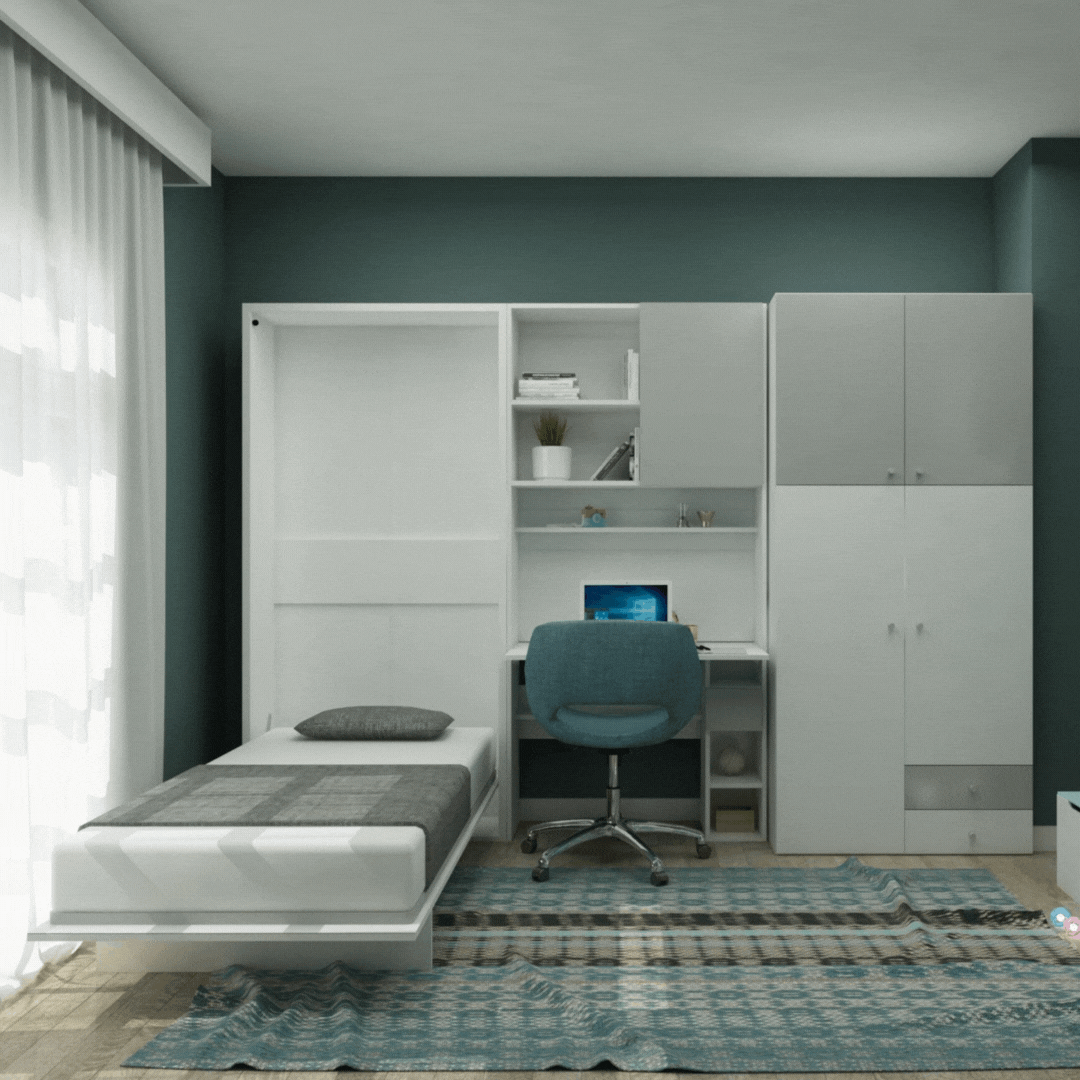 Happy Convertable Wall Bed With Quality Mattress 1101 -  Bedsteads - ebarza Furniture UAE | Shop Modern Furniture in Abu Dhabi & Dubai - مفروشات ايبازرا في الامارات | تسوق اثاث عصري وديكورات مميزة في دبي وابوظبي