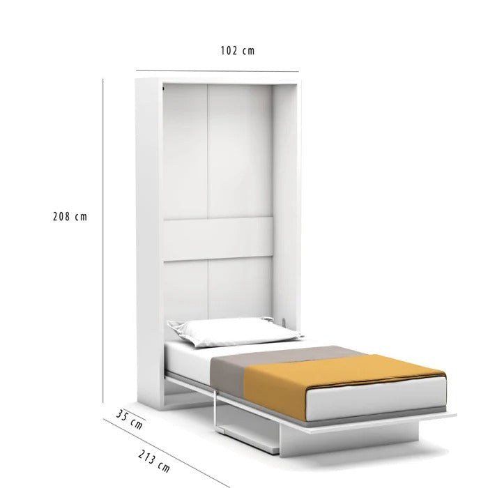 Happy wall bed with desk and mattress from MULTIMO, featuring a modern bedsteads design with integrated workspace and comfortable sleeping area.