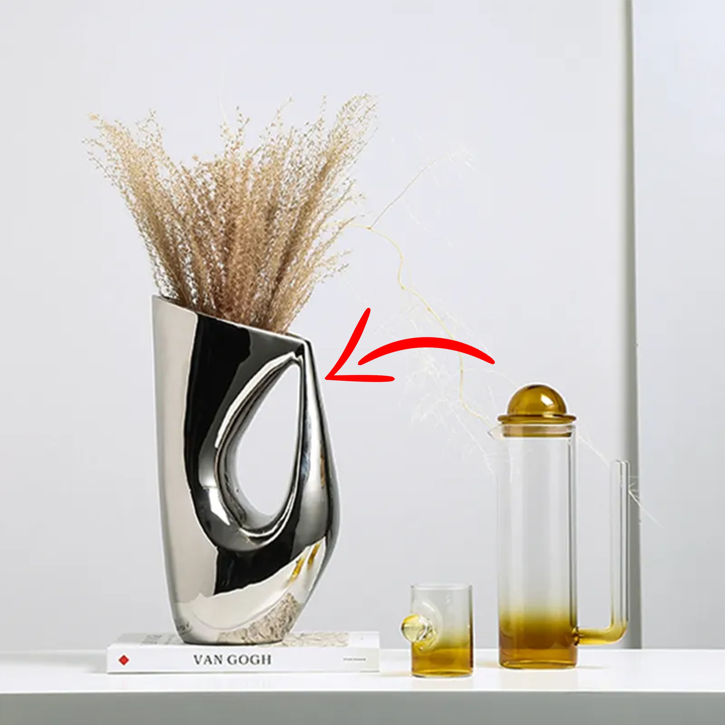 Harm Sliver Vase FA-D22131B -  Vases - ebarza Furniture UAE | Shop Modern Furniture in Abu Dhabi & Dubai - مفروشات ايبازرا في الامارات | تسوق اثاث عصري وديكورات مميزة في دبي وابوظبي