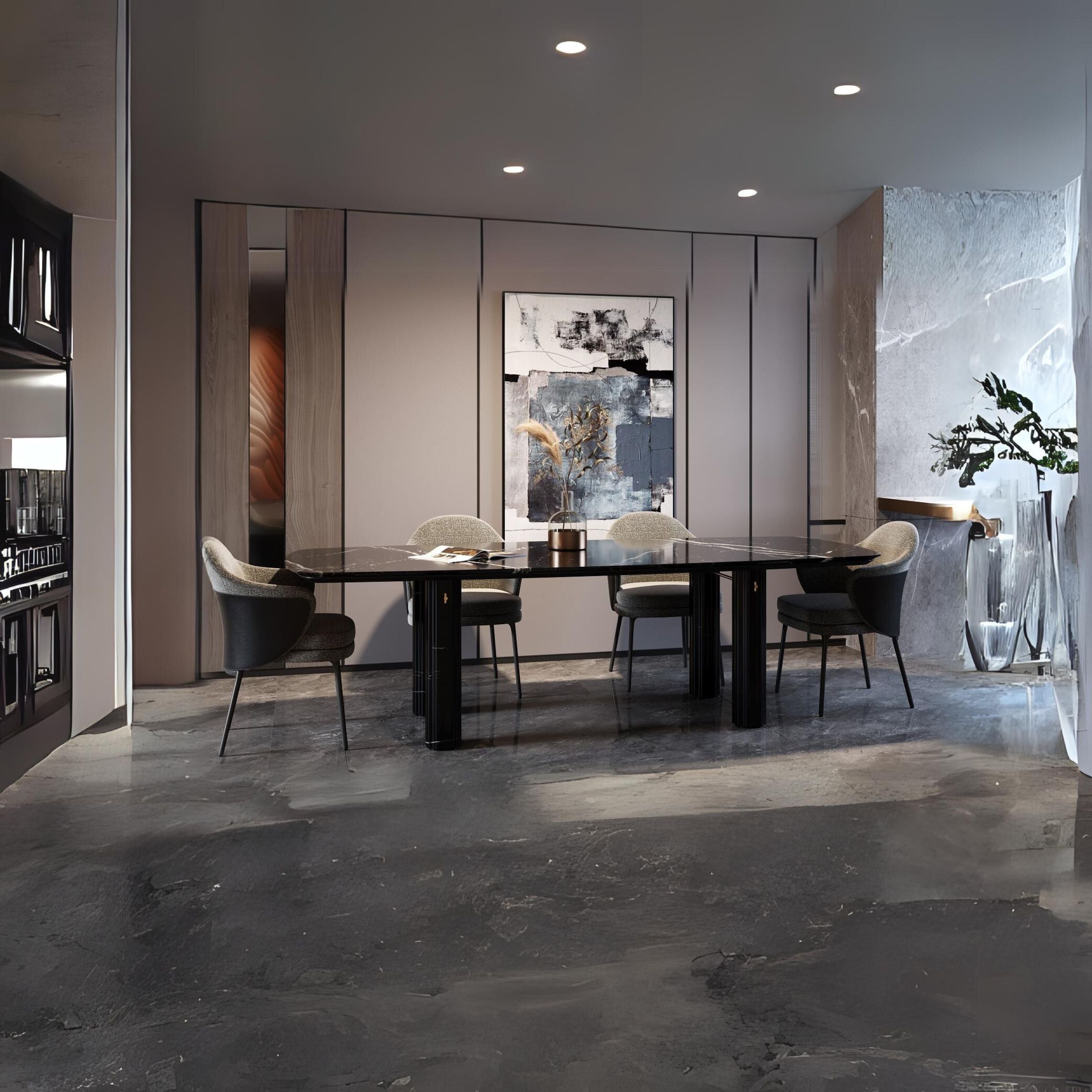 A2STONE Harmony Natural Marble Dining Table 419DT with a sleek marble top and sturdy legs, ideal for modern dining rooms.