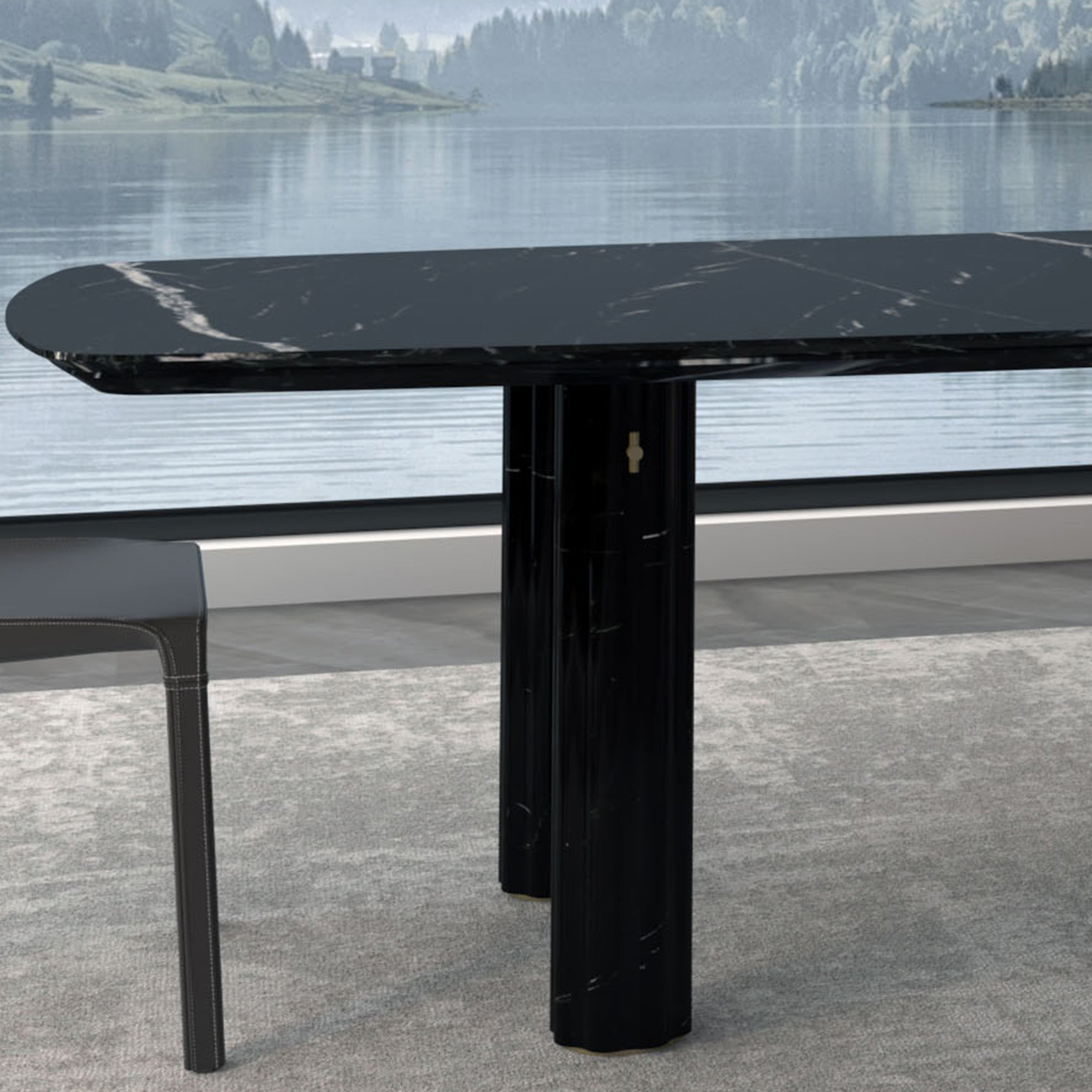 A2STONE Harmony Natural Marble Dining Table 419DT with sleek marble surface and modern wooden legs, perfect for contemporary dining rooms.