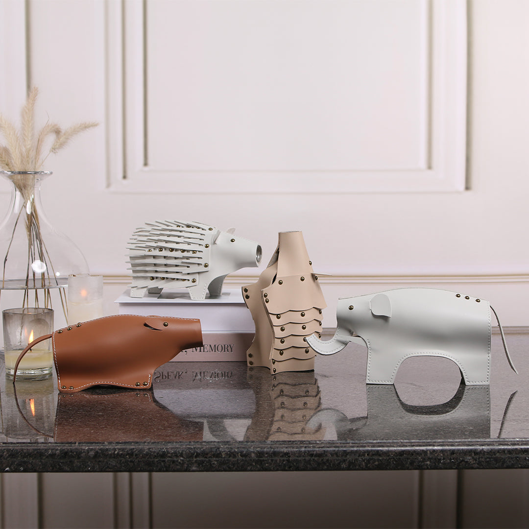 Beige ceramic hedgehog vase and sculpture, detailed design, modern decor piece by BEACON, model KB3025.