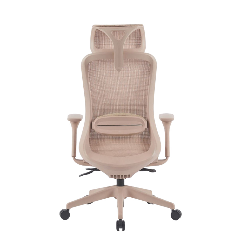 Beige leather office chair by Beacon, Holt model with cushioned seat and backrest, ergonomic design for comfortable workspace.