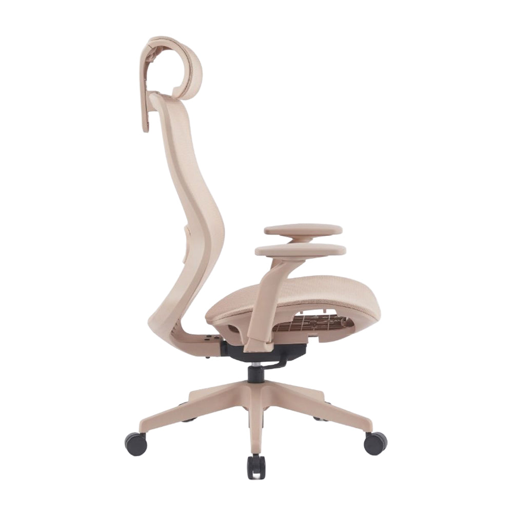 Beige leather Holt office chair by Beacon with high back and armrests, stylish and ergonomic for office use.