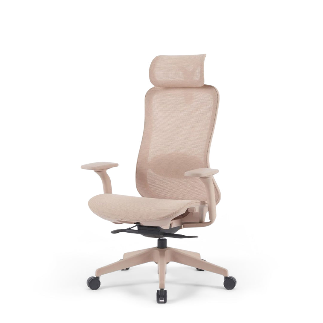 Beige leather office chair from Beacon Holt series with cushioned seat and backrest, on a swivel base for comfortable seating.