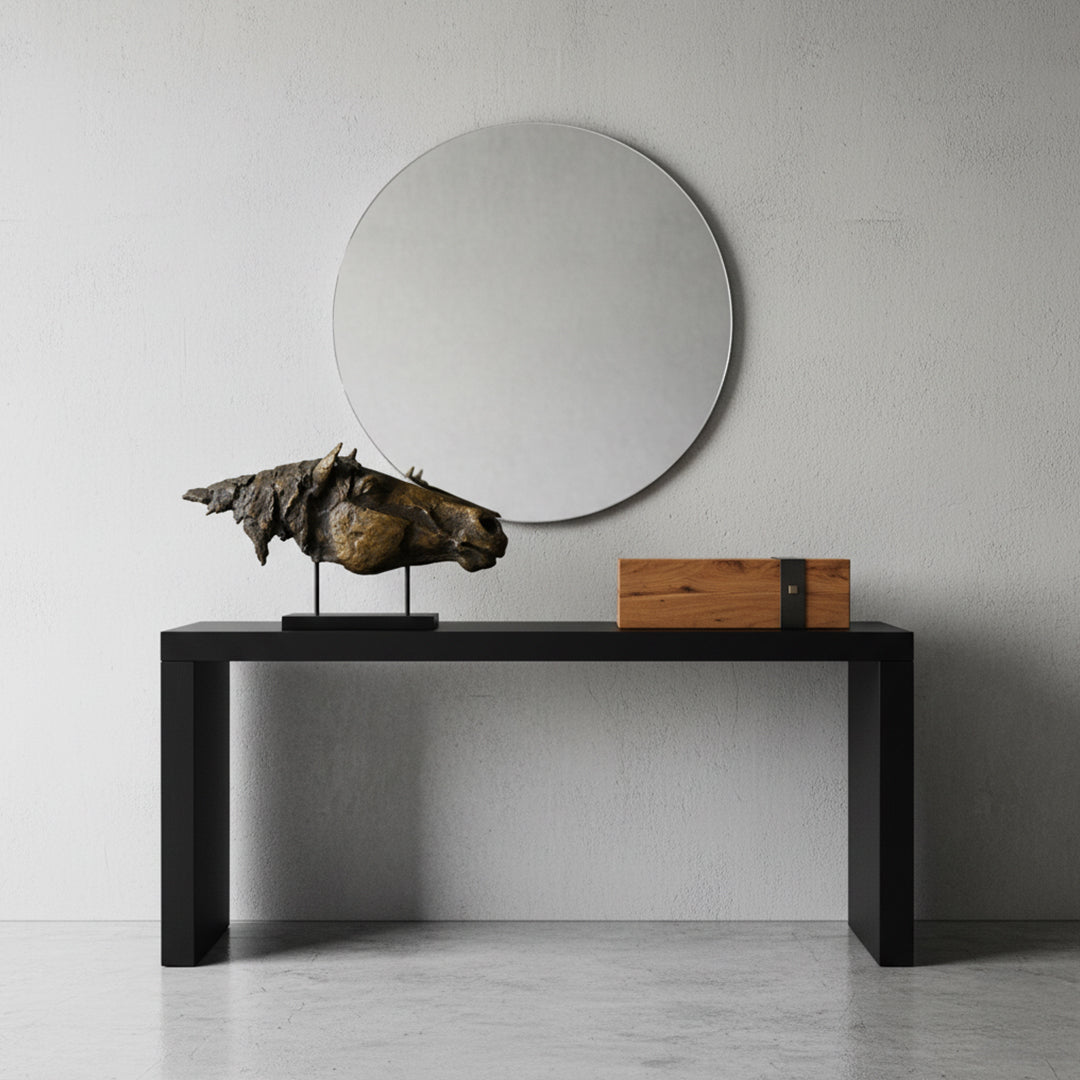 Decorative horse head ornament from BEACON home decor figurines, detailed horse head sculpture for interior decoration.