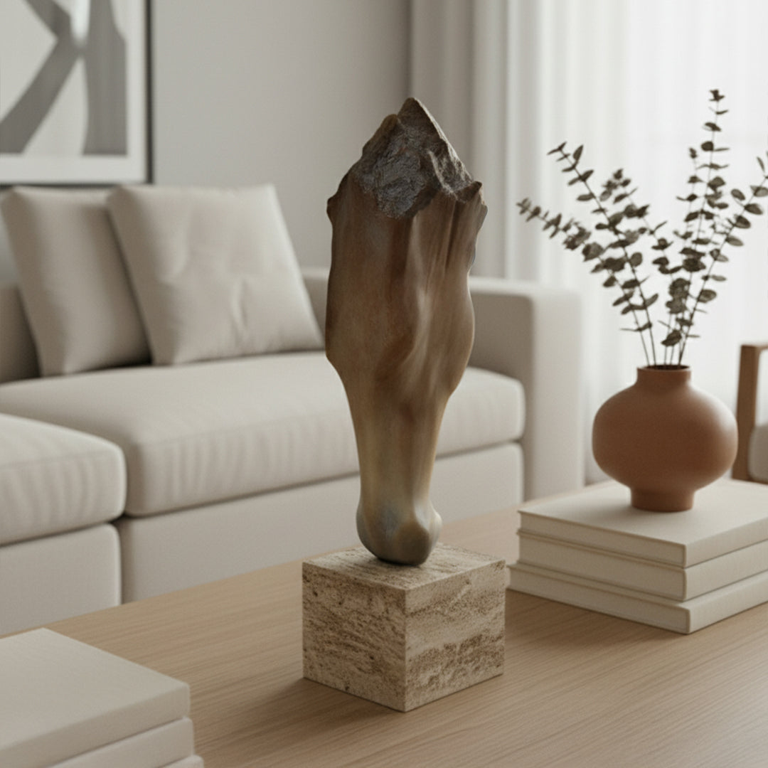 Beige horse head ornament from BEACON home decor figurines, detailed horse sculpture for decorative display.