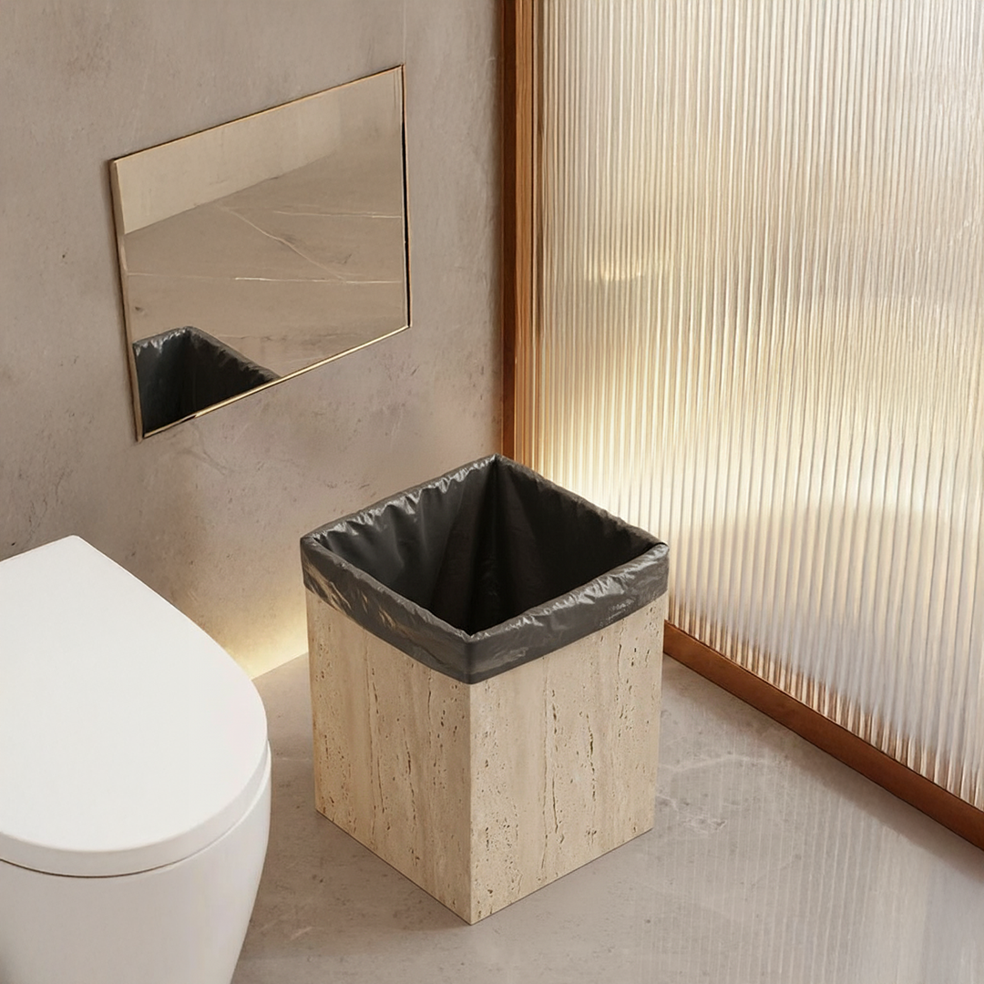 Huangdongshi garbage bin and planter box by BEACON, bathroom accessories in black with sleek design and sturdy construction.