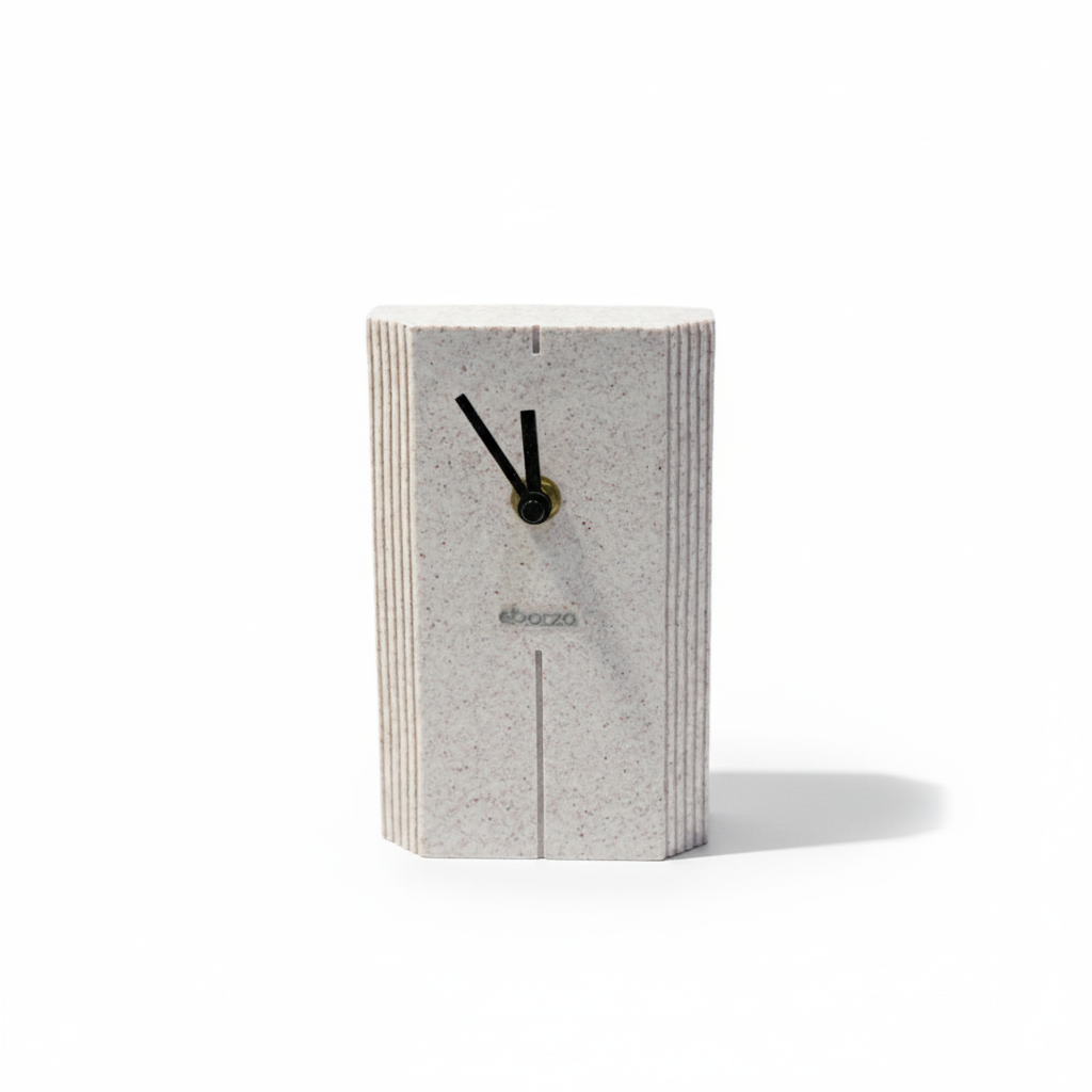 Imperial Chu Vertical Stripe Desk Clock by BEACON, featuring a sleek design with vertical stripe pattern and clock face.