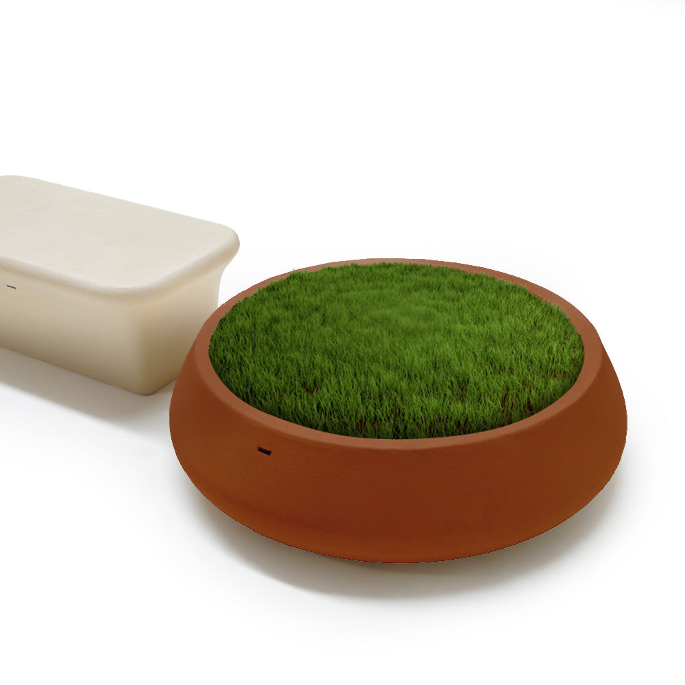 BEACON clay indoor-outdoor planter box with a rustic finish, designed for stylish indoor and outdoor plant display.
