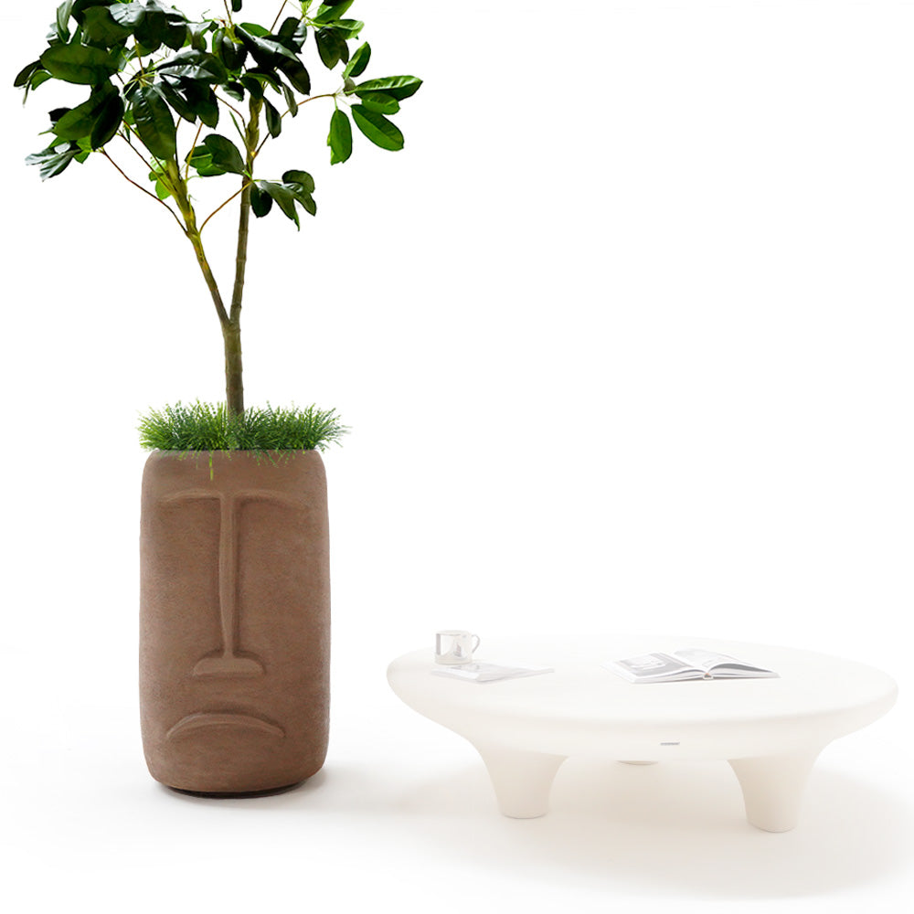 Coffee brown BEACON indoor/outdoor planter box XK-6048A with a modern rectangular design for garden or patio use.