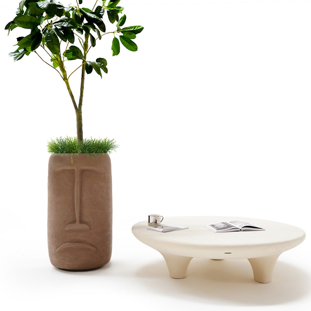 Coffee brown BEACON indoor/outdoor planter box XK-6048A made of durable material, suitable for garden or indoor decor.