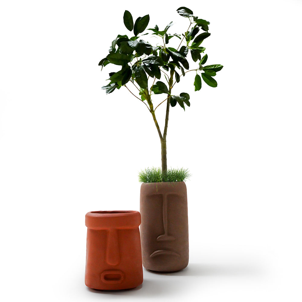 Coffee brown BEACON indoor/outdoor planter box XK-6048A with sleek rectangular design for home or garden use.