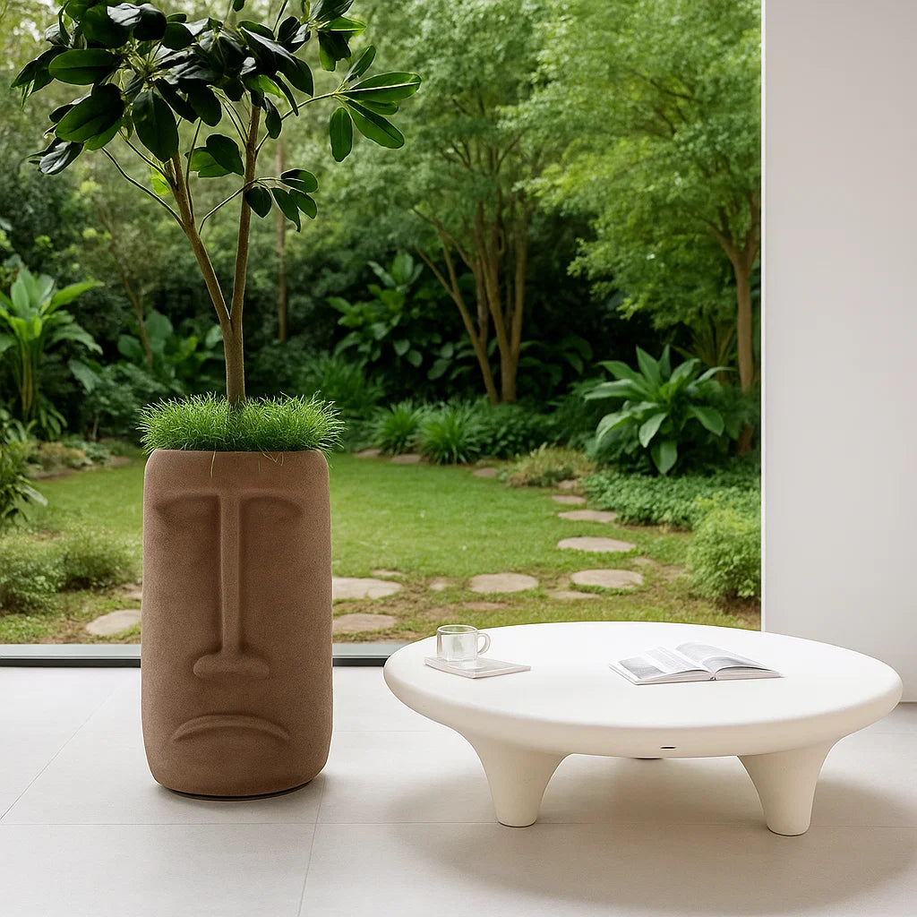 Coffee brown indoor/outdoor planter box from BEACON HWDG, designed for stylish garden or patio planting.