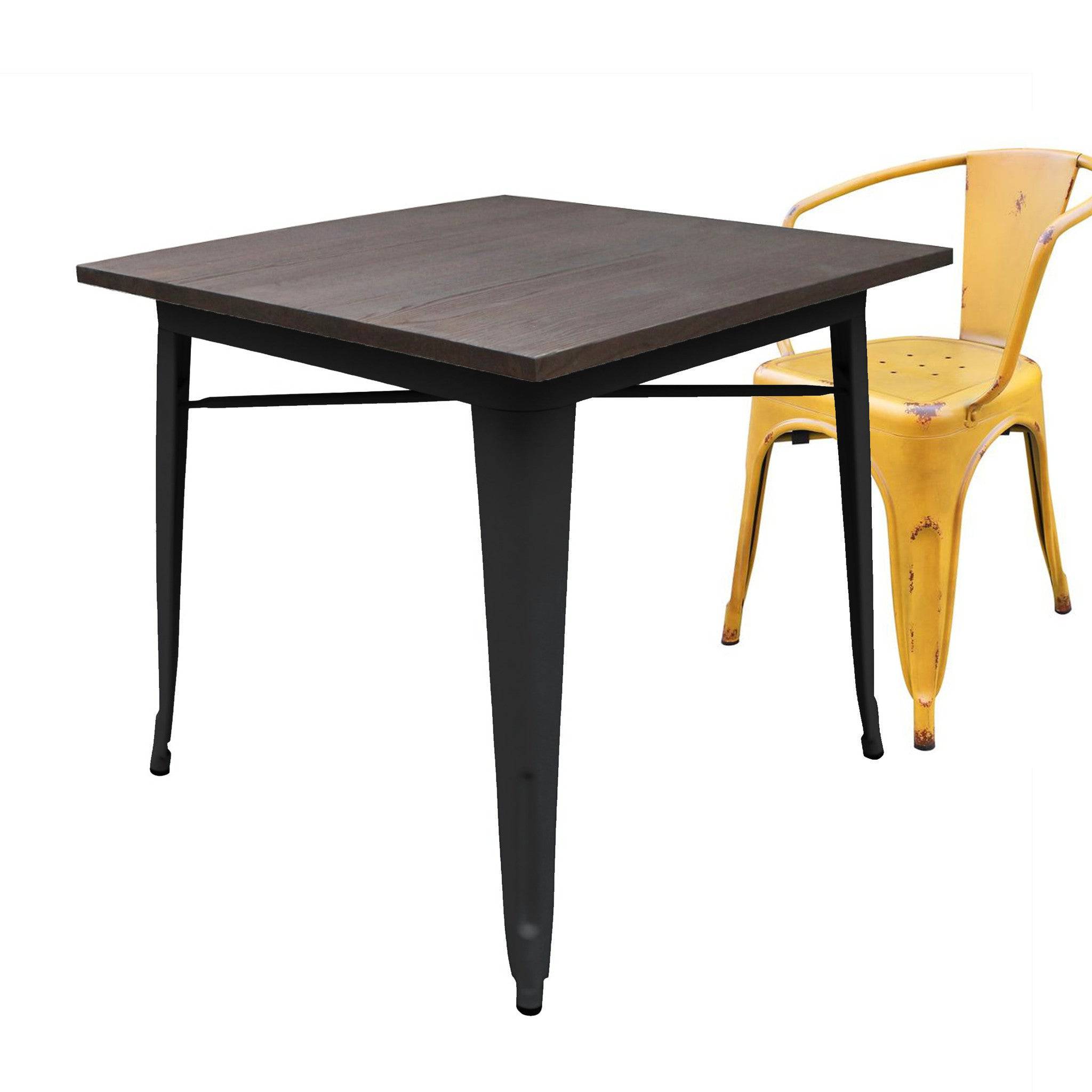 Industrial Table With Solid Wood Top 80 Cm Gt-236U Bw Gt-413-Bw -  Dining Tables | طاولة بار صناعية مع سطح خشب صلب 80 سم - ebarza Furniture UAE | Shop Modern Furniture in Abu Dhabi & Dubai - مفروشات ايبازرا في الامارات | تسوق اثاث عصري وديكورات مميزة في دبي وابوظبي