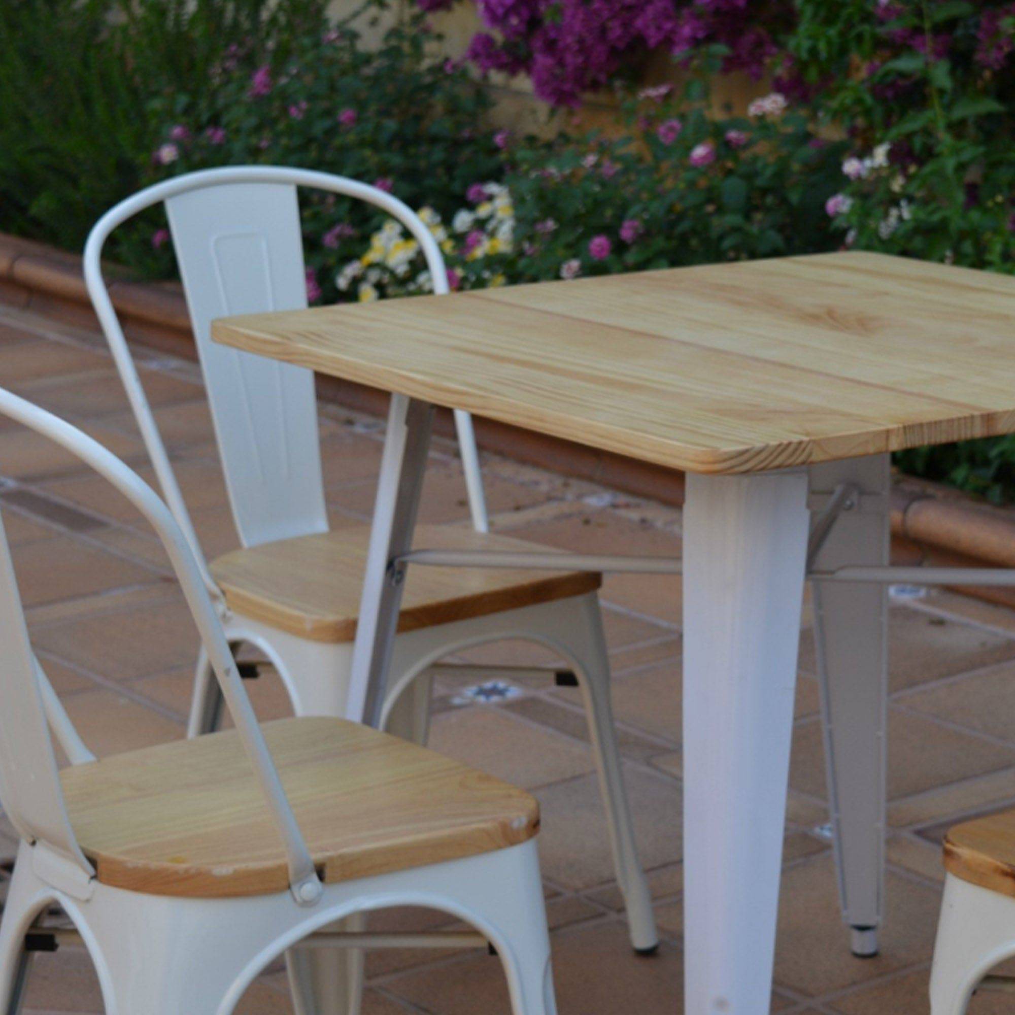 Industrial Table With Solid Wood Top 80 Cm Gt-236U-W+N -  Dining Tables | طاولة صناعية بسطح خشب صلب 80 سم - ebarza Furniture UAE | Shop Modern Furniture in Abu Dhabi & Dubai - مفروشات ايبازرا في الامارات | تسوق اثاث عصري وديكورات مميزة في دبي وابوظبي