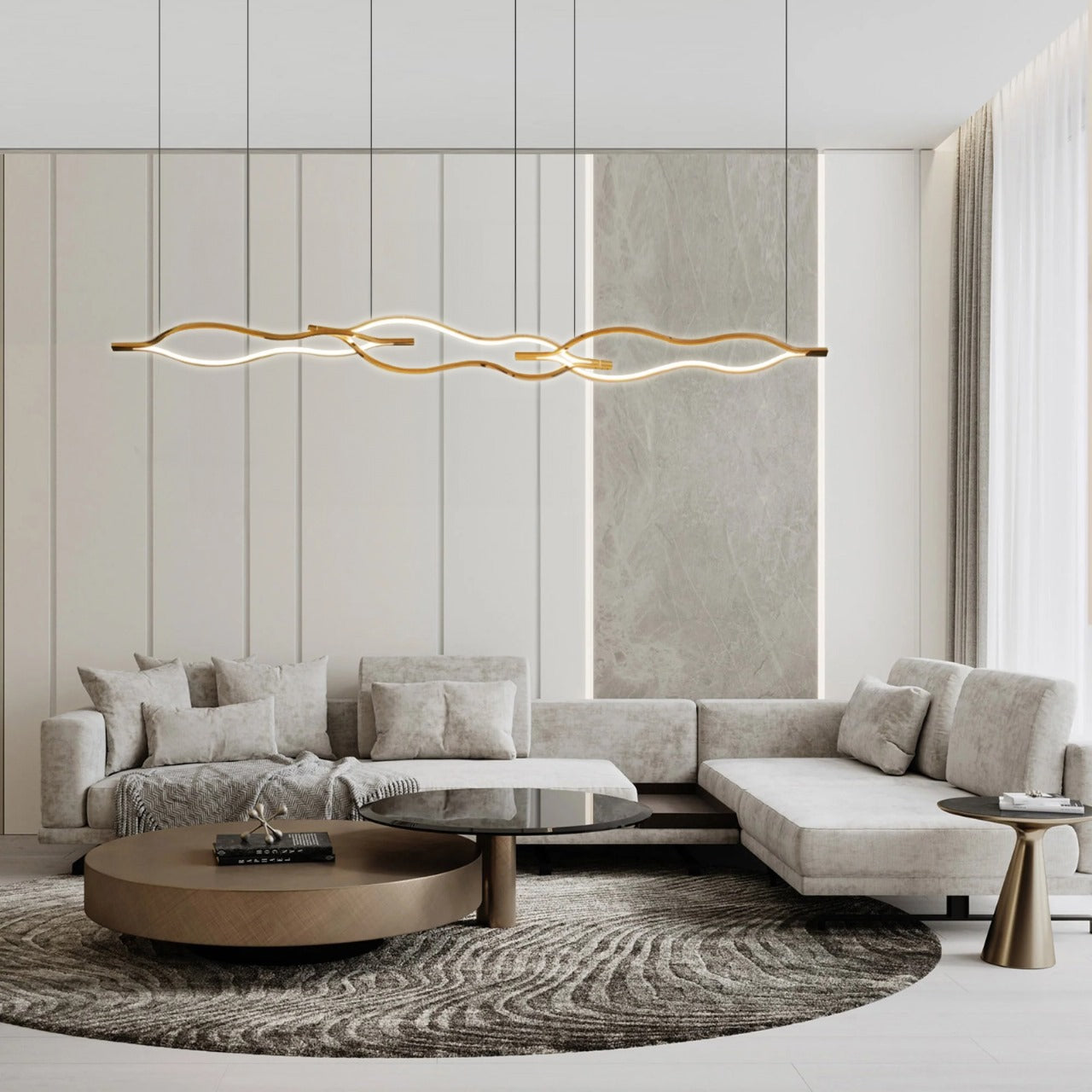 Infinity Orbit stainless steel pendant lamp by BEACON, featuring a modern, sleek design with a circular shape and polished finish.