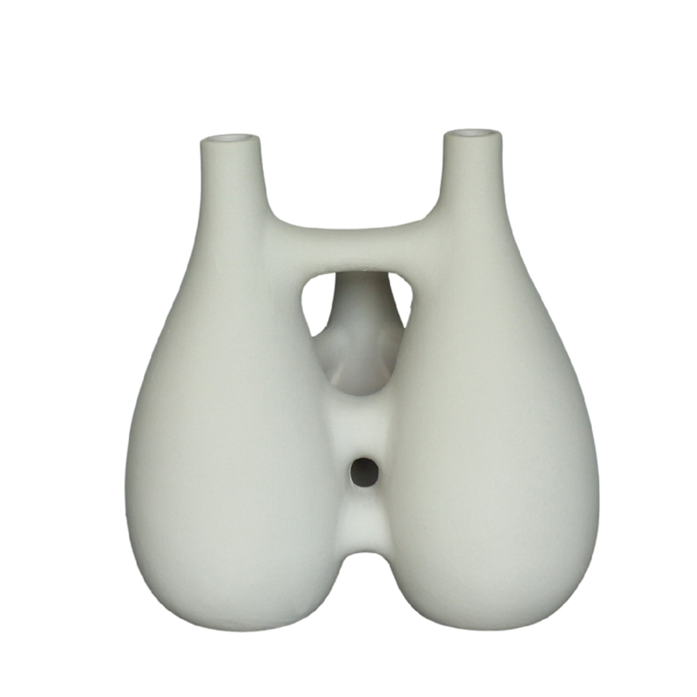 Interlocking beige ceramic vase by Beacon, modern design with a sleek, glossy finish, perfect for contemporary decor.