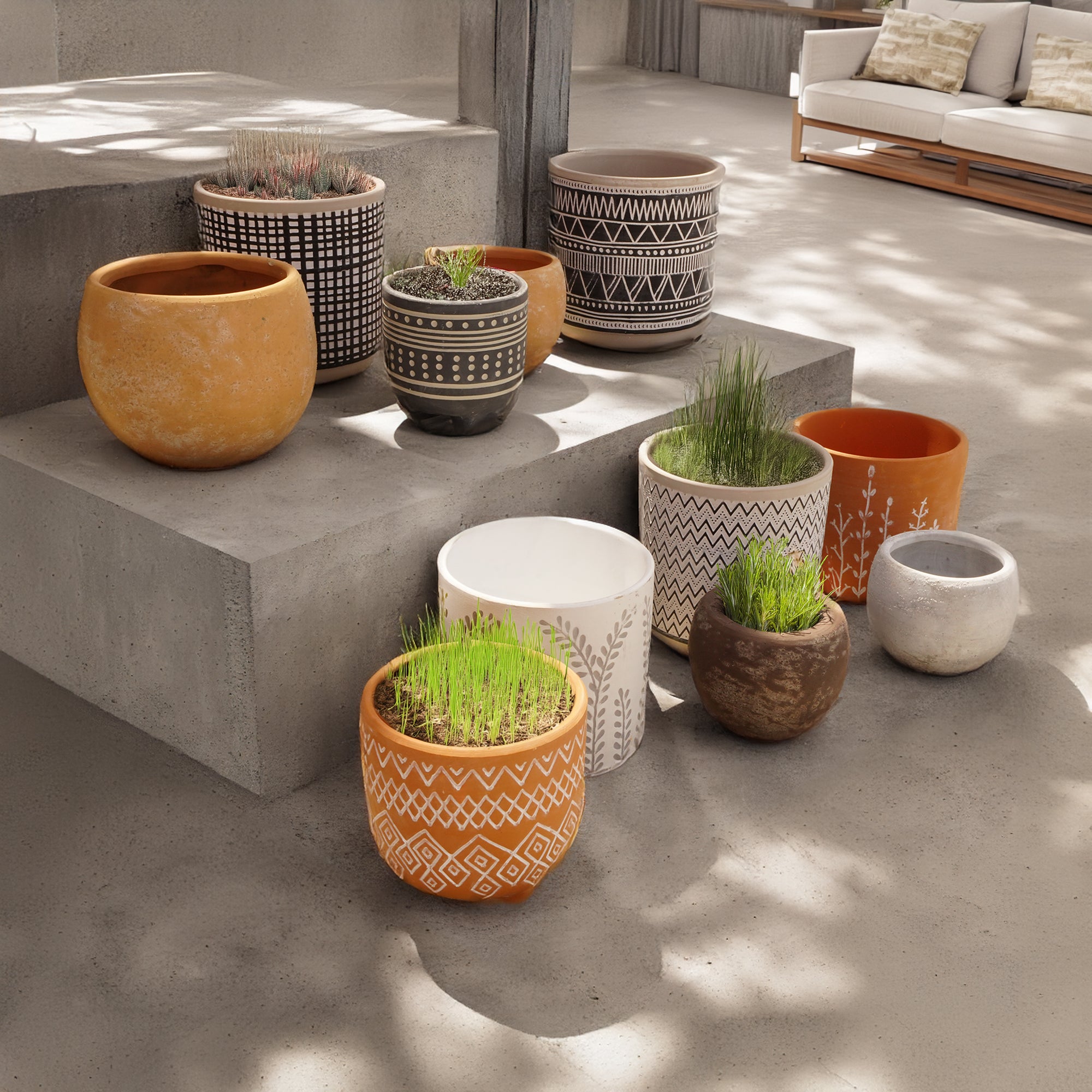 Inverted Chevron Outdoor/indoor Black Cement Planter Box  8040B-55 -  Planter Boxes - ebarza Furniture UAE | Shop Modern Furniture in Abu Dhabi & Dubai - مفروشات ايبازرا في الامارات | تسوق اثاث عصري وديكورات مميزة في دبي وابوظبي
