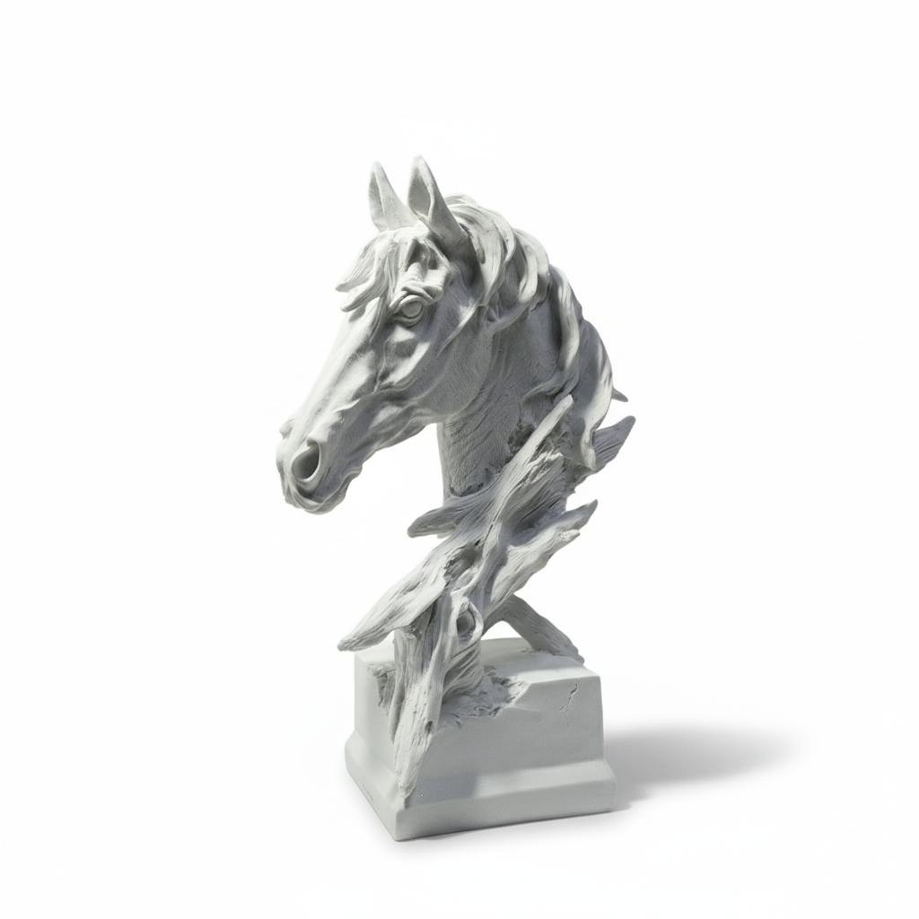 Ivory White Horse Head Ornament BMS284 -  Home Decor Figurines - ebarza Furniture UAE | Shop Modern Furniture in Abu Dhabi & Dubai - مفروشات ايبازرا في الامارات | تسوق اثاث عصري وديكورات مميزة في دبي وابوظبي