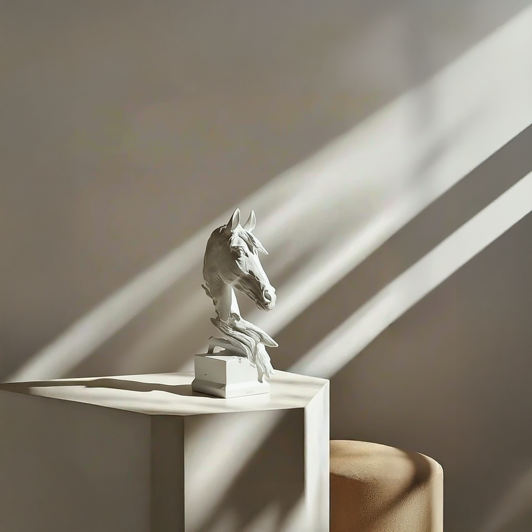 Ivory white horse head ornament from BEACON home decor figurines, detailed horse sculpture for elegant interior decoration