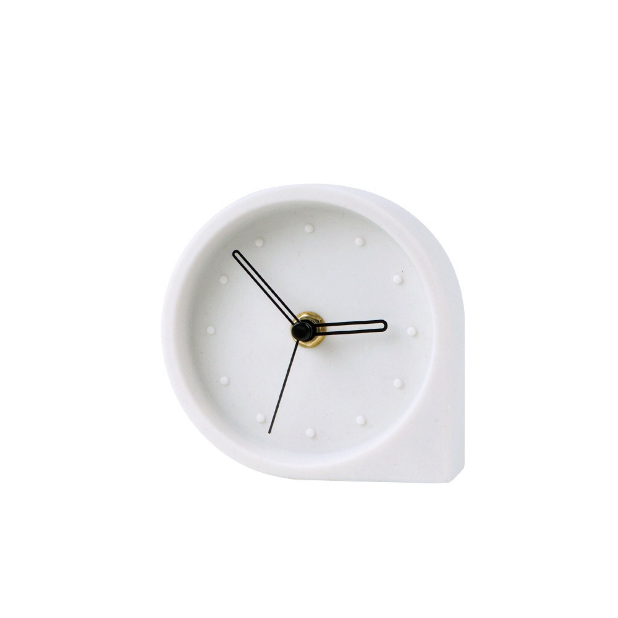 Ivory white water drop-shaped desk clock by BEACON, TCD284 model, with a sleek modern design and minimalist aesthetic.