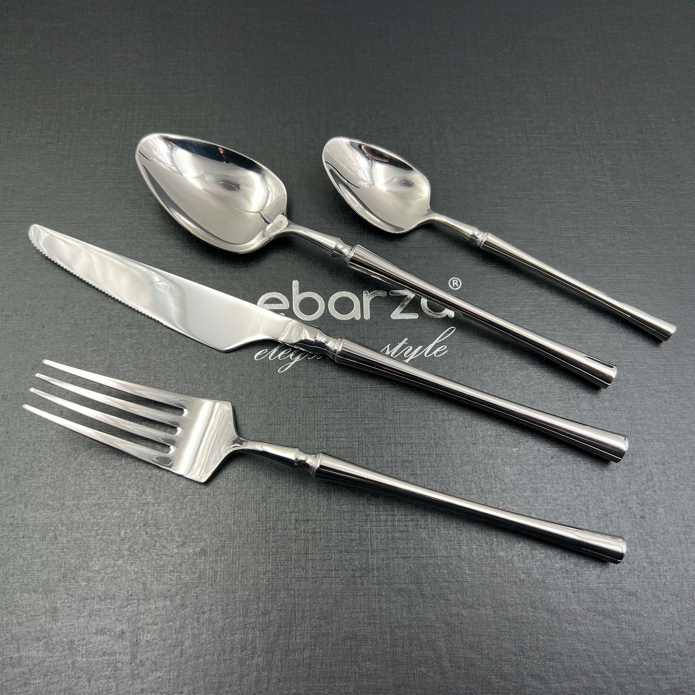 Jance Set of 24 pcs Mirror Silver Cutlery Set  8076 -  Cutlery Sets - ebarza Furniture UAE | Shop Modern Furniture in Abu Dhabi & Dubai - مفروشات ايبازرا في الامارات | تسوق اثاث عصري وديكورات مميزة في دبي وابوظبي