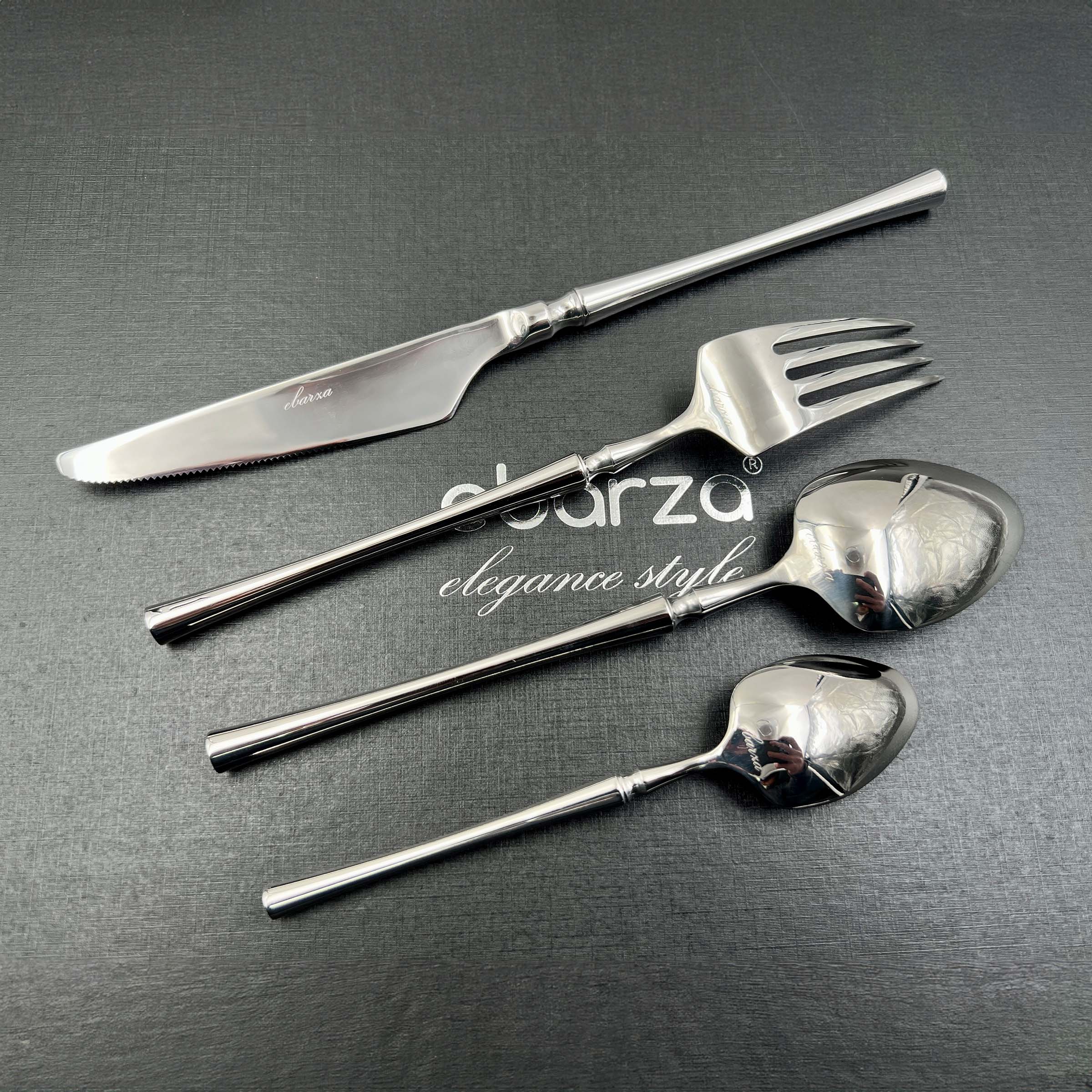 Jance Set of 24 pcs Mirror Silver Cutlery Set  8076 -  Cutlery Sets - ebarza Furniture UAE | Shop Modern Furniture in Abu Dhabi & Dubai - مفروشات ايبازرا في الامارات | تسوق اثاث عصري وديكورات مميزة في دبي وابوظبي