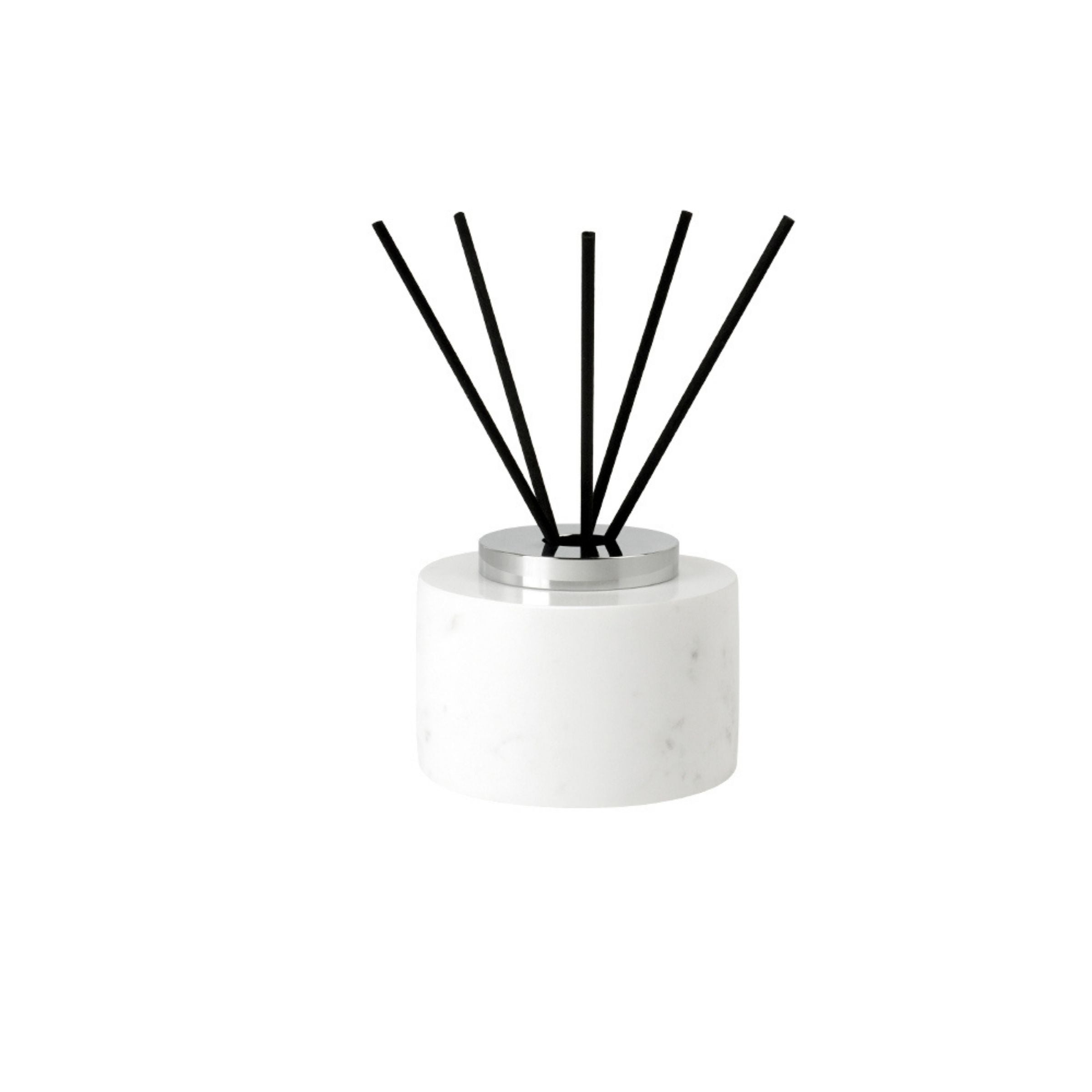 Jazz White Marble Circular Incense Dispenser (Silver Accessories) KXP880B -  Stick Diffusers - ebarza Furniture UAE | Shop Modern Furniture in Abu Dhabi & Dubai - مفروشات ايبازرا في الامارات | تسوق اثاث عصري وديكورات مميزة في دبي وابوظبي