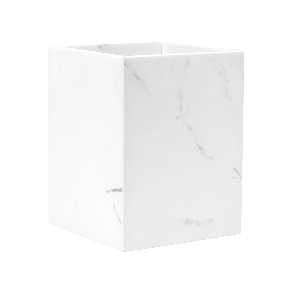 Jazz White Marble Trash Can SBK880-8 -  Bathroom Accessories - ebarza Furniture UAE | Shop Modern Furniture in Abu Dhabi & Dubai - مفروشات ايبازرا في الامارات | تسوق اثاث عصري وديكورات مميزة في دبي وابوظبي