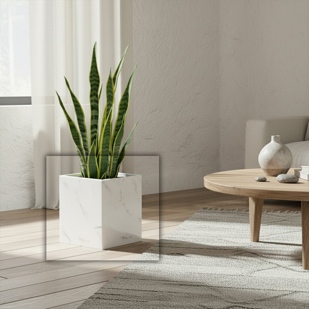 Jazz White Marble Garbage Bin / Planter Box  SBK880-8 -  Bathroom Accessories - ebarza Furniture UAE | Shop Modern Furniture in Abu Dhabi & Dubai - مفروشات ايبازرا في الامارات | تسوق اثاث عصري وديكورات مميزة في دبي وابوظبي