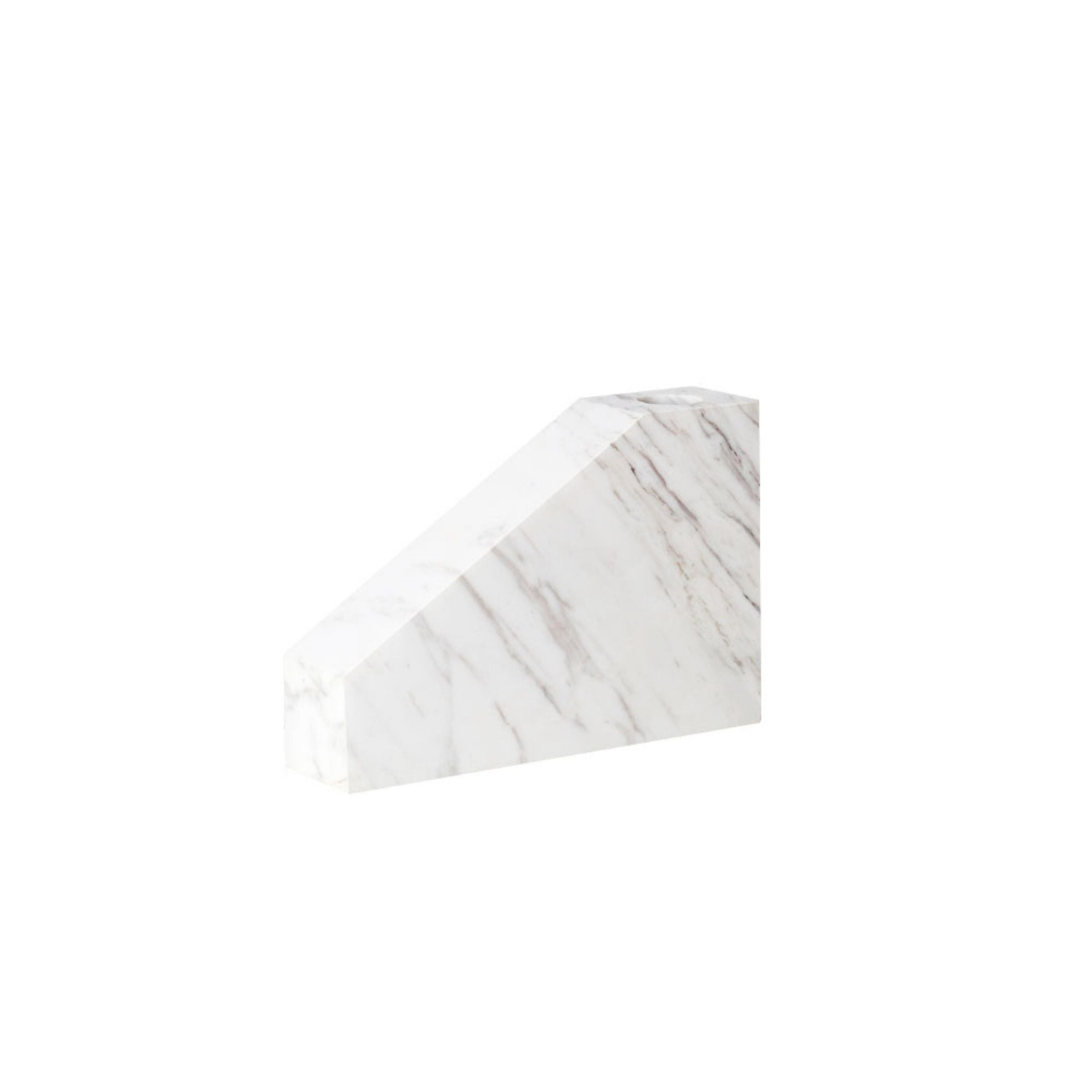 Jazz White Marble Trapezoidal Flower Arrangement (short version) VSC880 -  Vases - ebarza Furniture UAE | Shop Modern Furniture in Abu Dhabi & Dubai - مفروشات ايبازرا في الامارات | تسوق اثاث عصري وديكورات مميزة في دبي وابوظبي
