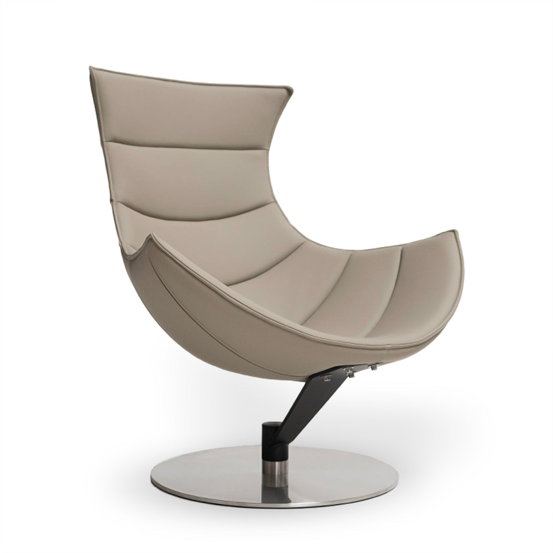 Beige JIATAI swivel lounge chair by BEACON, modern seating with a comfortable, stylish design for living rooms or lounges.