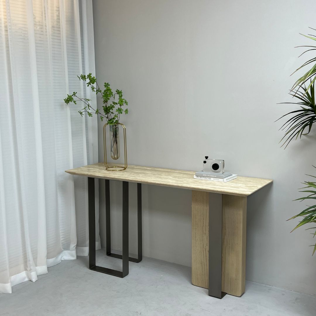 Jura Console/Sideboard Travertine Top 160cm Tg-488 / MLL-C09 -  Consoles - ebarza Furniture UAE | Shop Modern Furniture in Abu Dhabi & Dubai - مفروشات ايبازرا في الامارات | تسوق اثاث عصري وديكورات مميزة في دبي وابوظبي