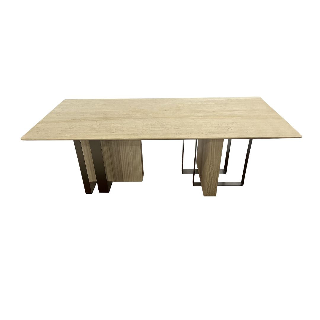 Jura Rectangular Table Travertine Top 220cm MLL-C10 / TG-488 -  Dining Tables - ebarza Furniture UAE | Shop Modern Furniture in Abu Dhabi & Dubai - مفروشات ايبازرا في الامارات | تسوق اثاث عصري وديكورات مميزة في دبي وابوظبي