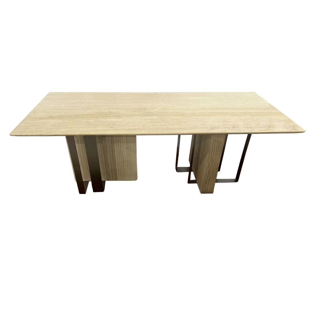 Jura Rectangular Table Travertine Top 220cm MLL-C10 / TG-488 -  Dining Tables - ebarza Furniture UAE | Shop Modern Furniture in Abu Dhabi & Dubai - مفروشات ايبازرا في الامارات | تسوق اثاث عصري وديكورات مميزة في دبي وابوظبي