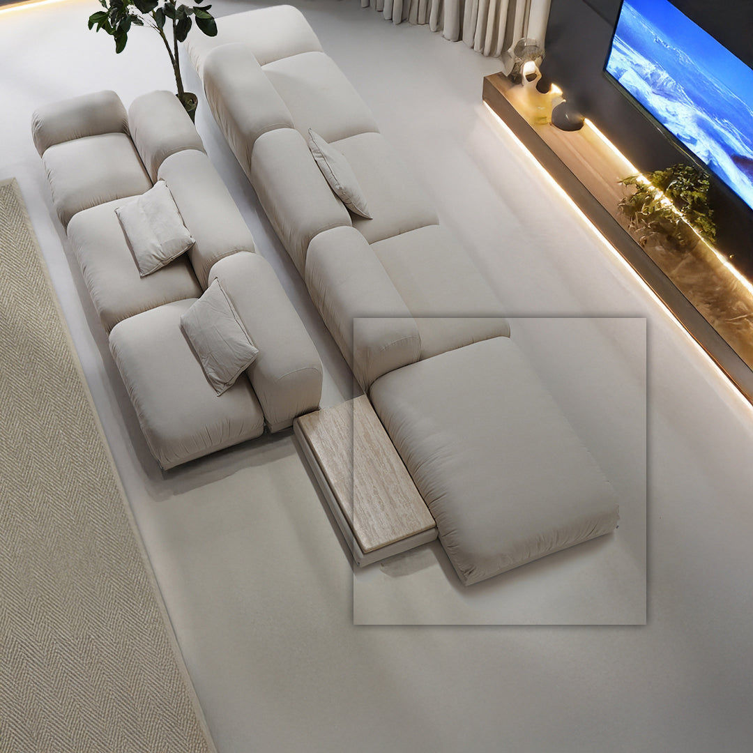 BEACON Kaisa Modular Chaise Sofa with plush upholstery and modern design, showcasing its comfortable seating and stylish form.