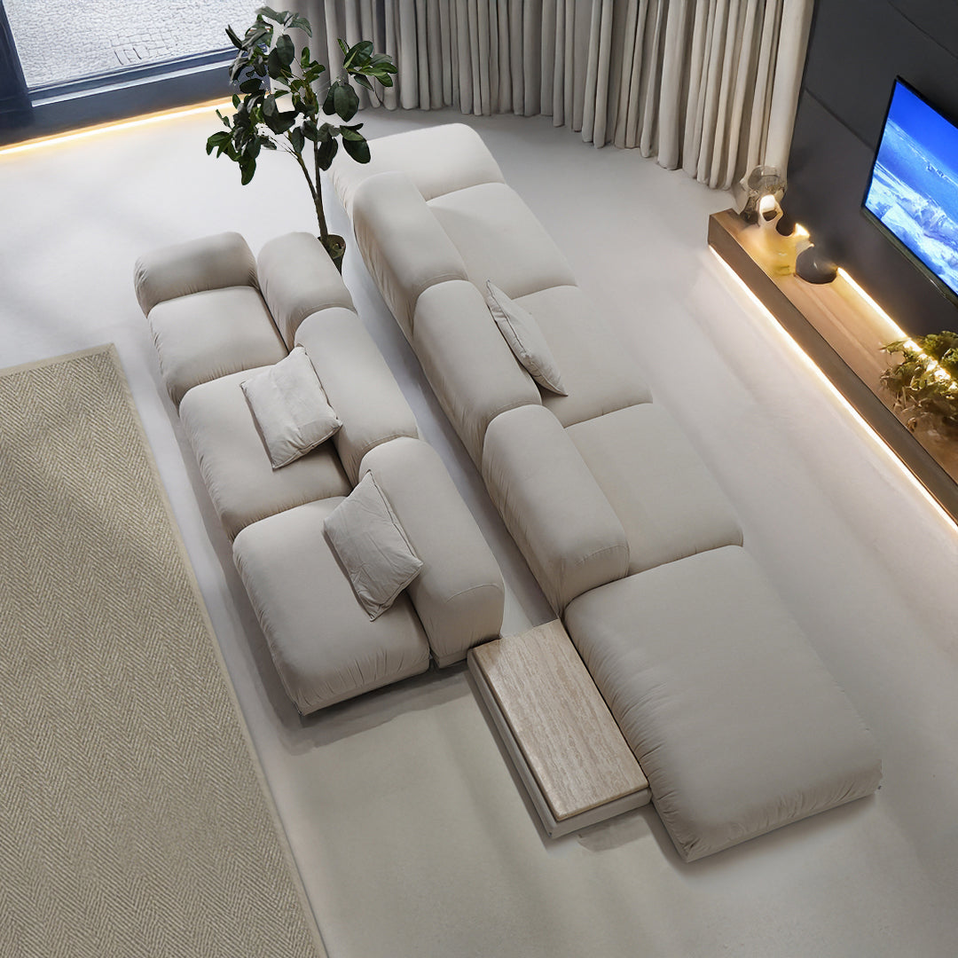 BEACON Kaisa Modular Chaise Sofa PZ-SOFA-101 with plush upholstery and modern design, shown from a side view.